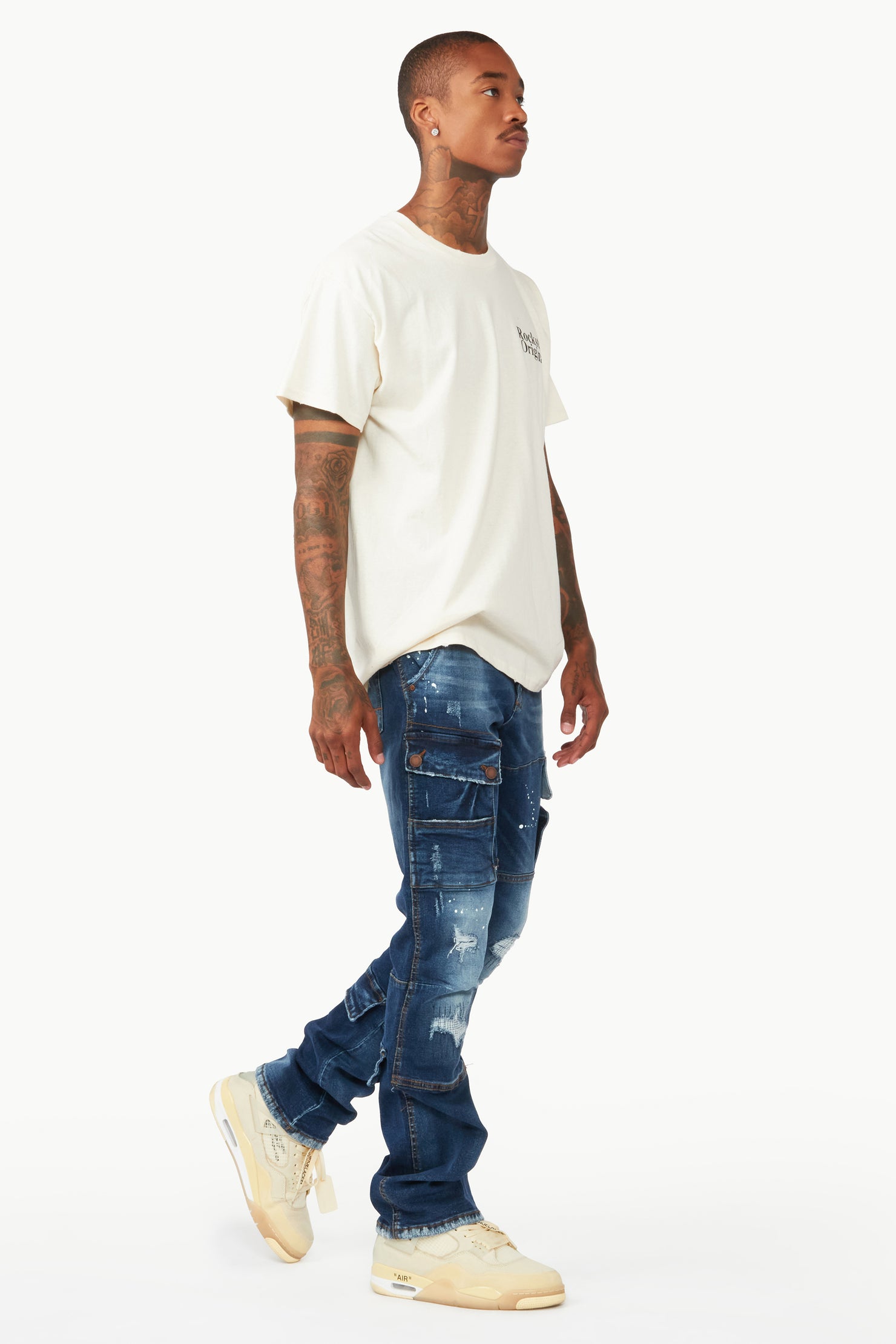 Gannon Dark Blue Stacked Flare Jean
