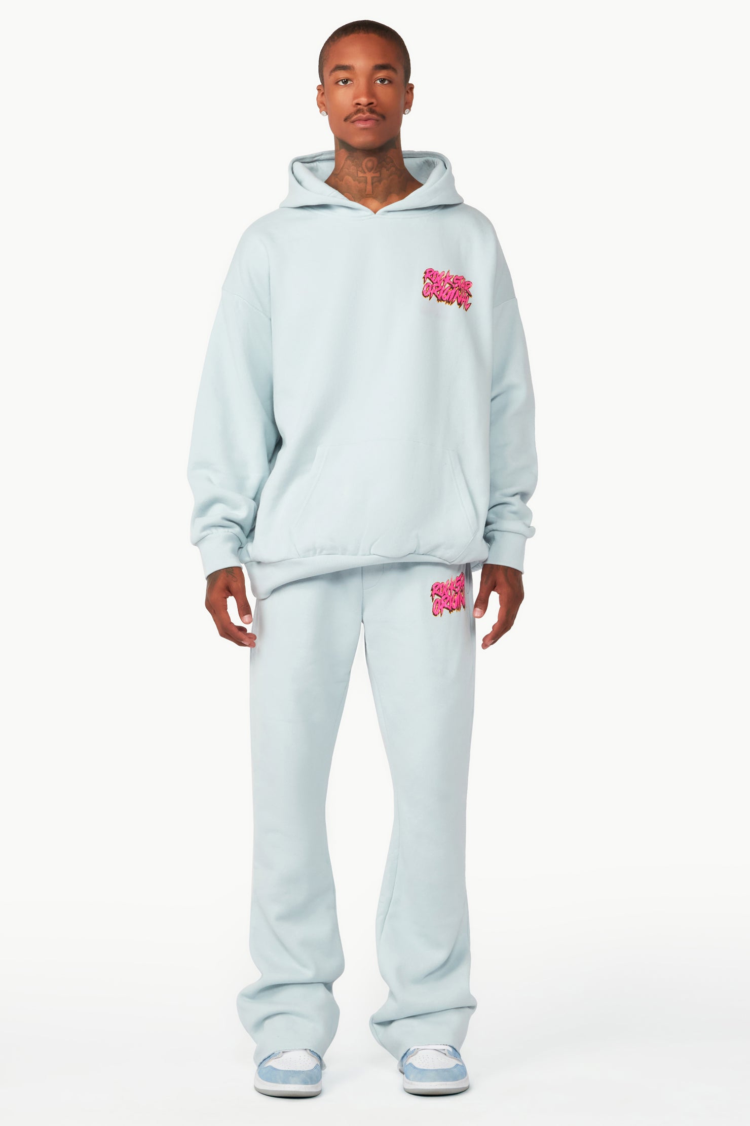 Clava Sky Blue Oversized Hoodie/Flare Trackset