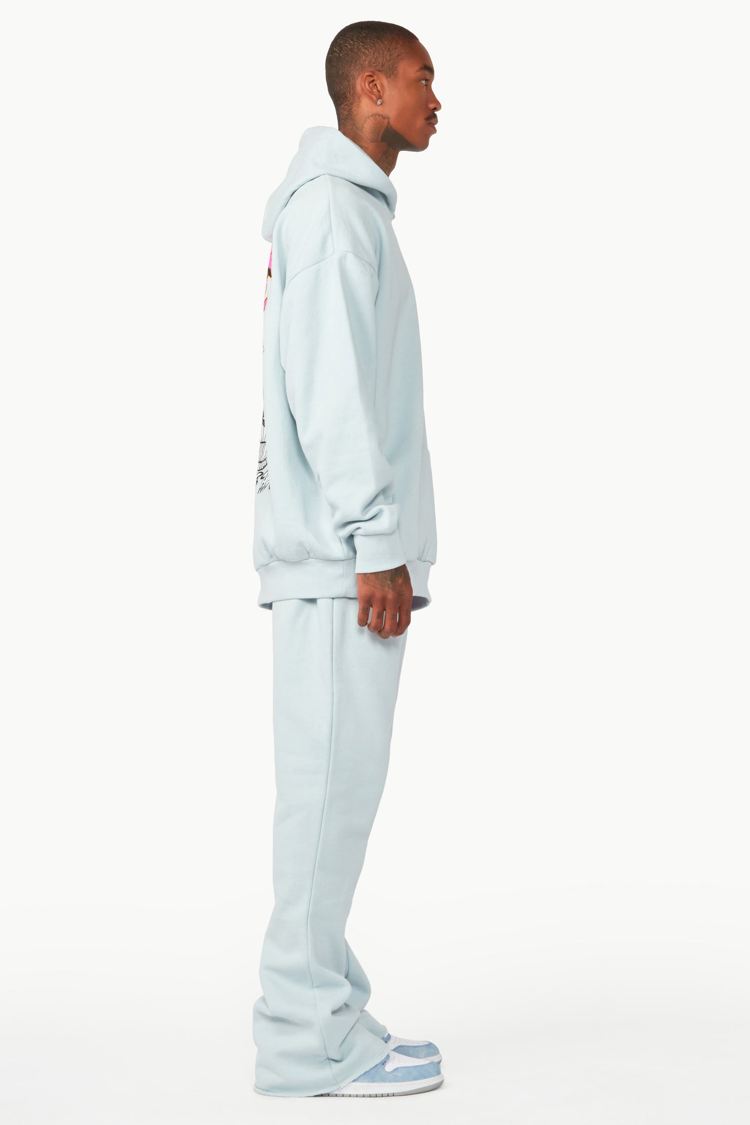Clava Sky Blue Oversized Hoodie/Flare Trackset
