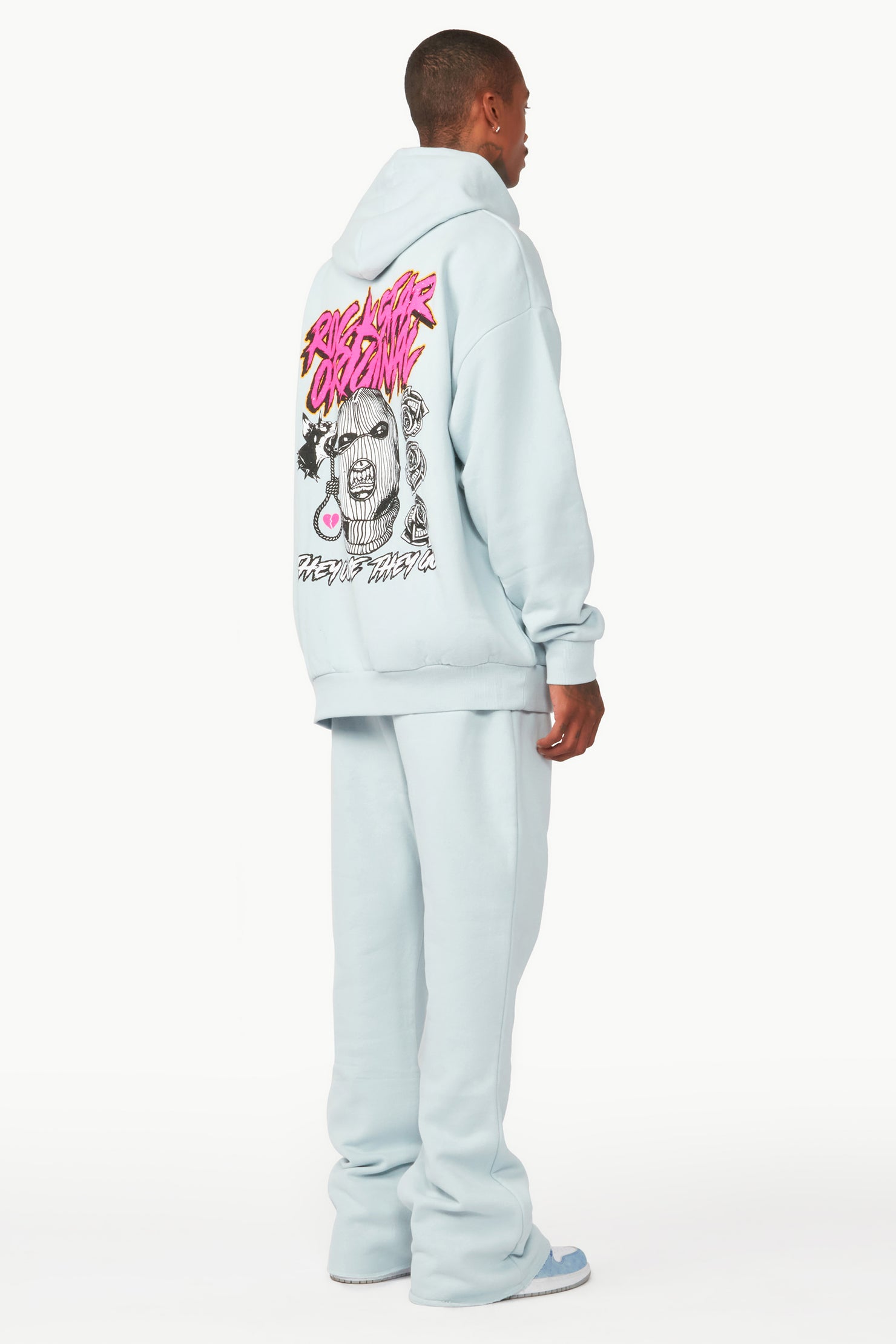 Clava Sky Blue Oversized Hoodie/Flare Trackset