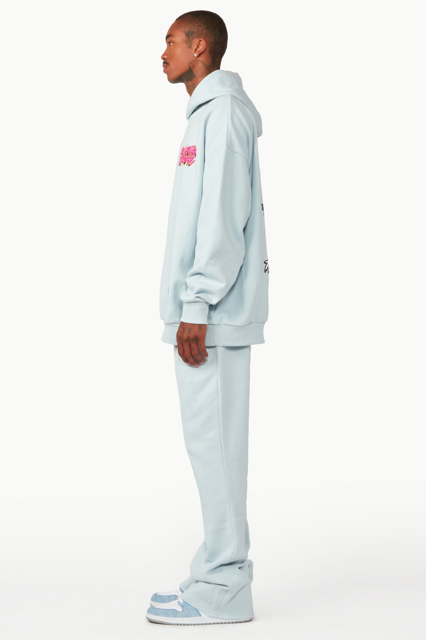 Clava Sky Blue Oversized Hoodie/Flare Trackset