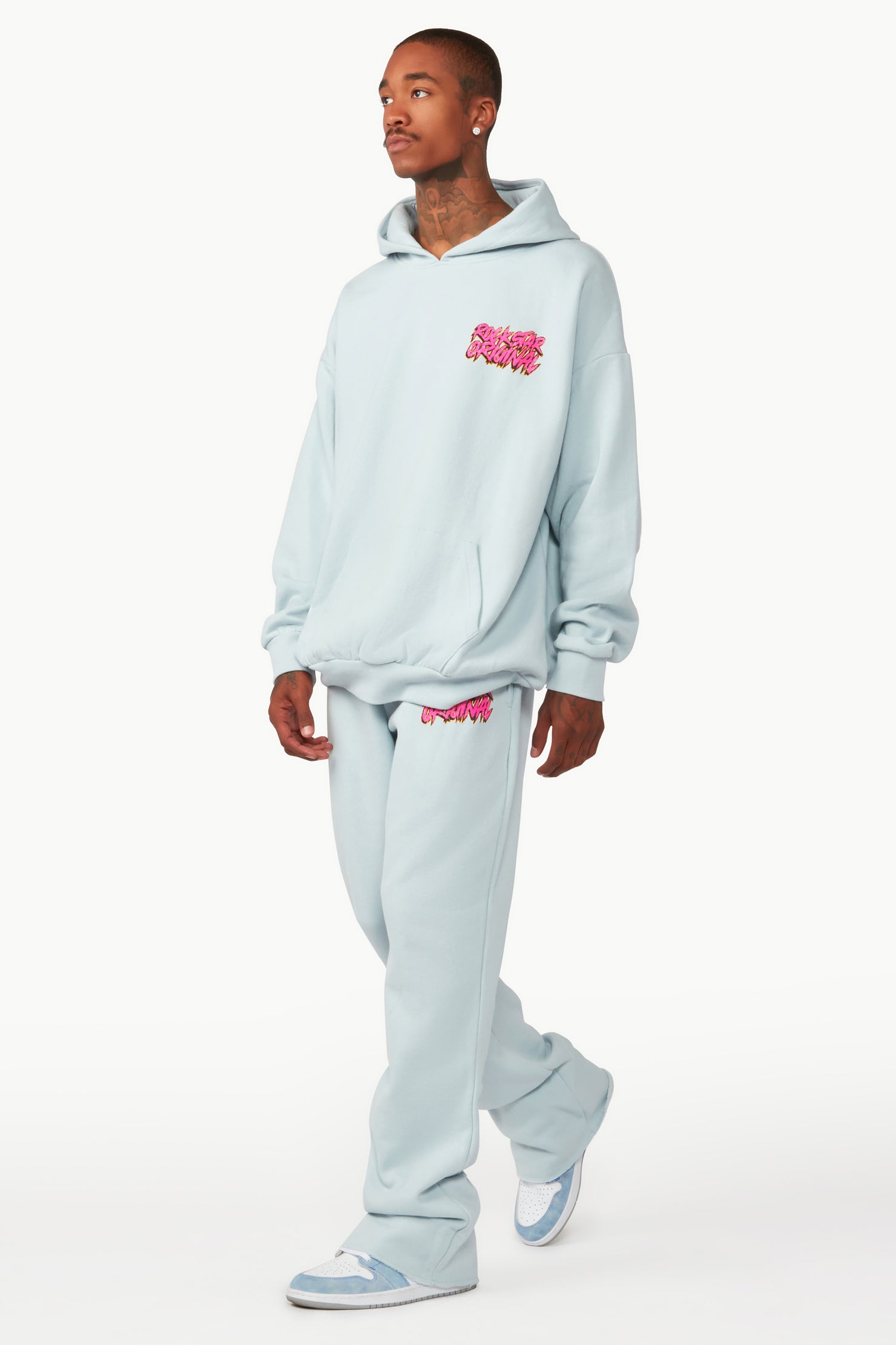 Clava Sky Blue Oversized Hoodie/Flare Trackset