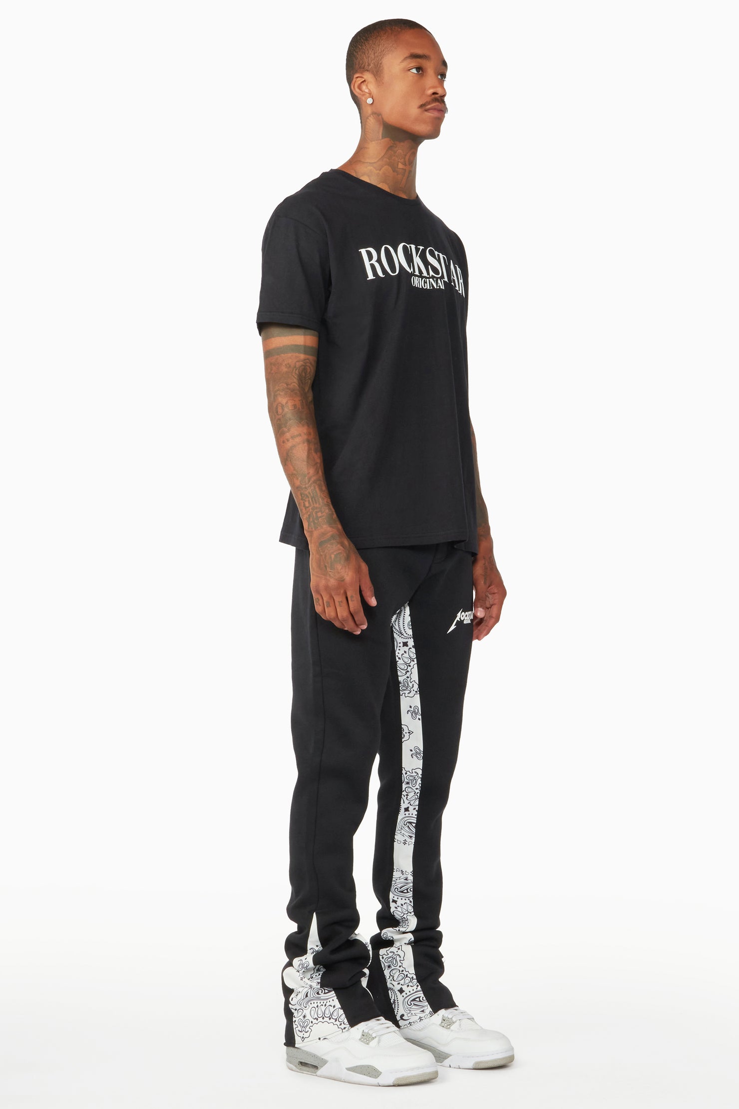 Everest Black/Bandana White Stacked Flare Track Pant