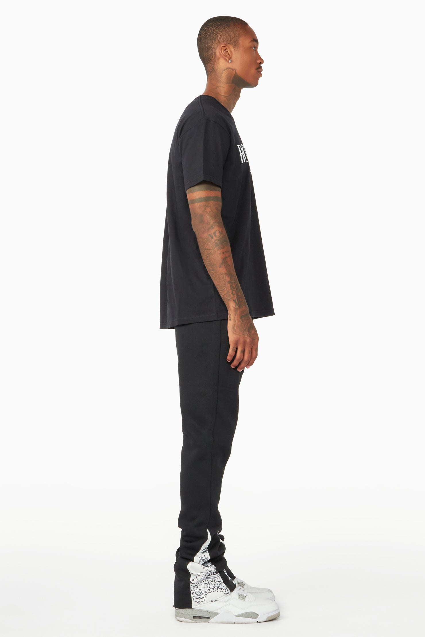 Everest Black/Bandana White Stacked Flare Track Pant