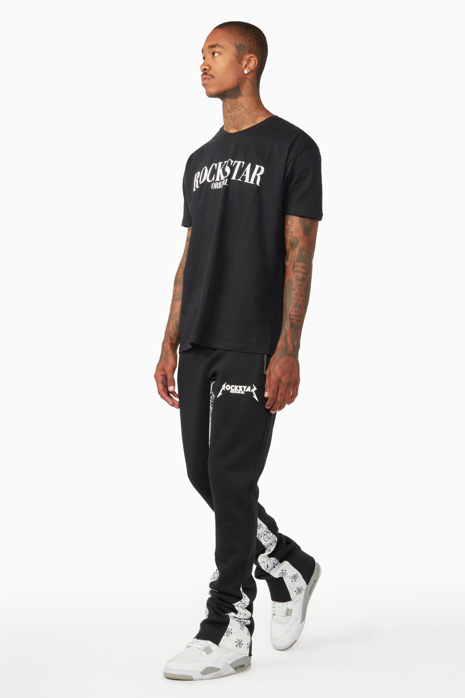 Everest Black/Bandana White Stacked Flare Track Pant