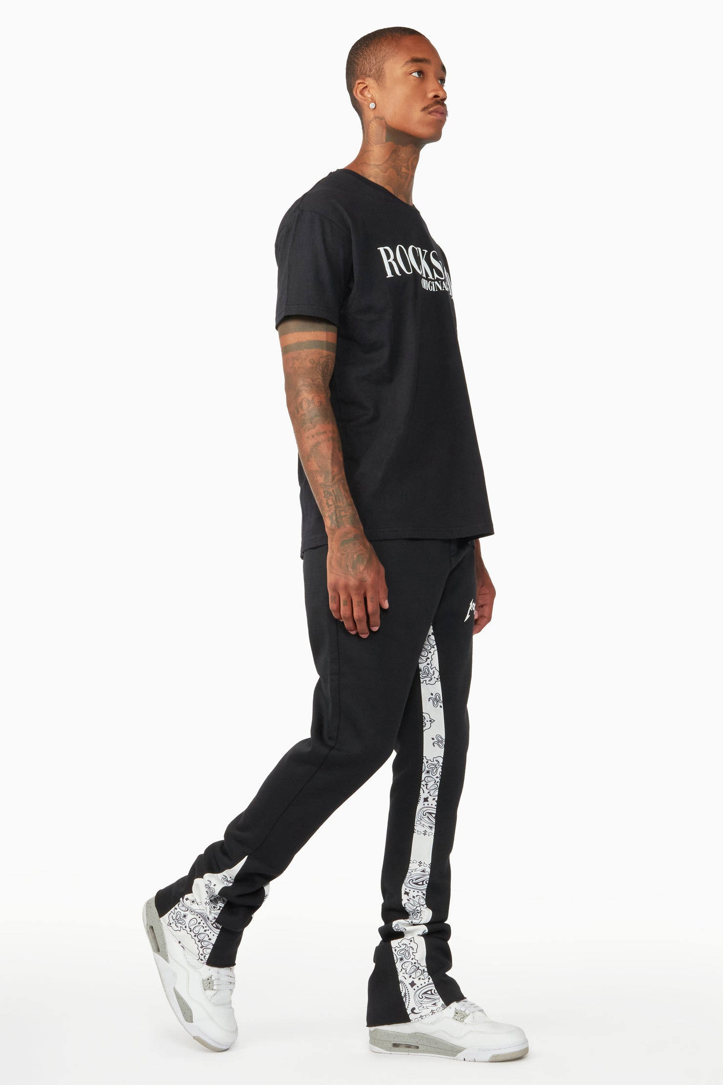 Everest Black/Bandana White Stacked Flare Track Pant