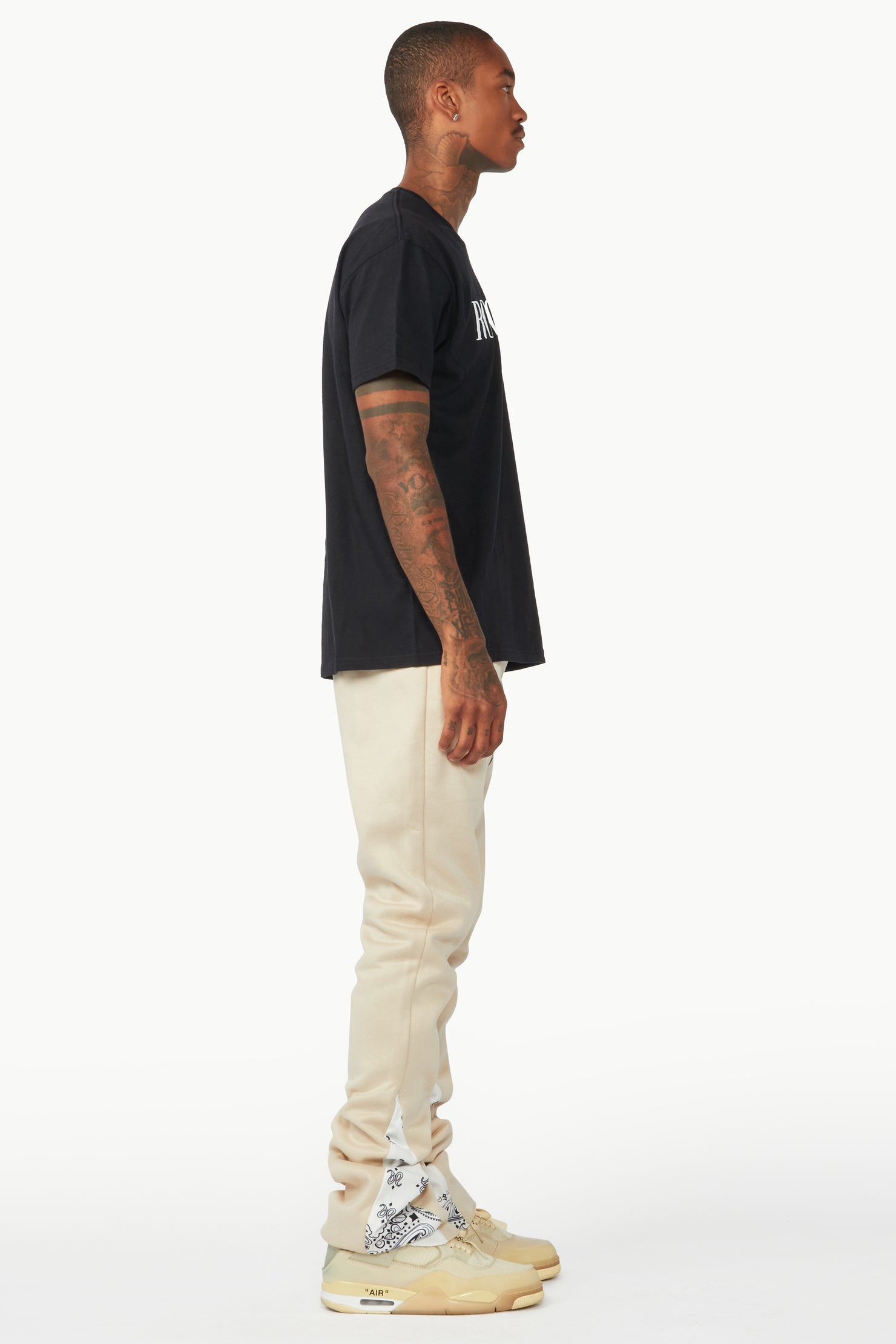 Everest Beige/Bandana White Stacked Flare Track Pant