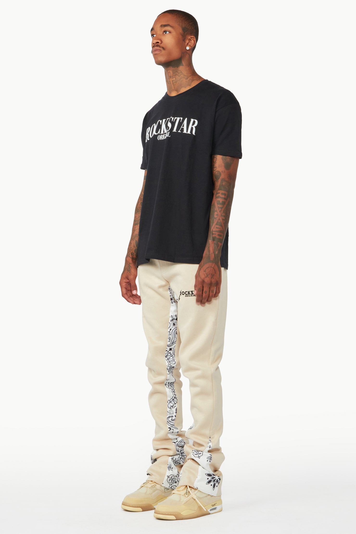 Everest Beige/Bandana White Stacked Flare Track Pant