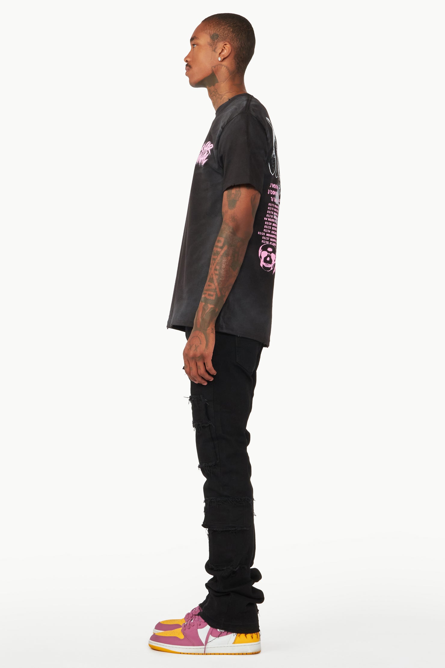 Tyrell Black Stacked Flare Cargo Jean