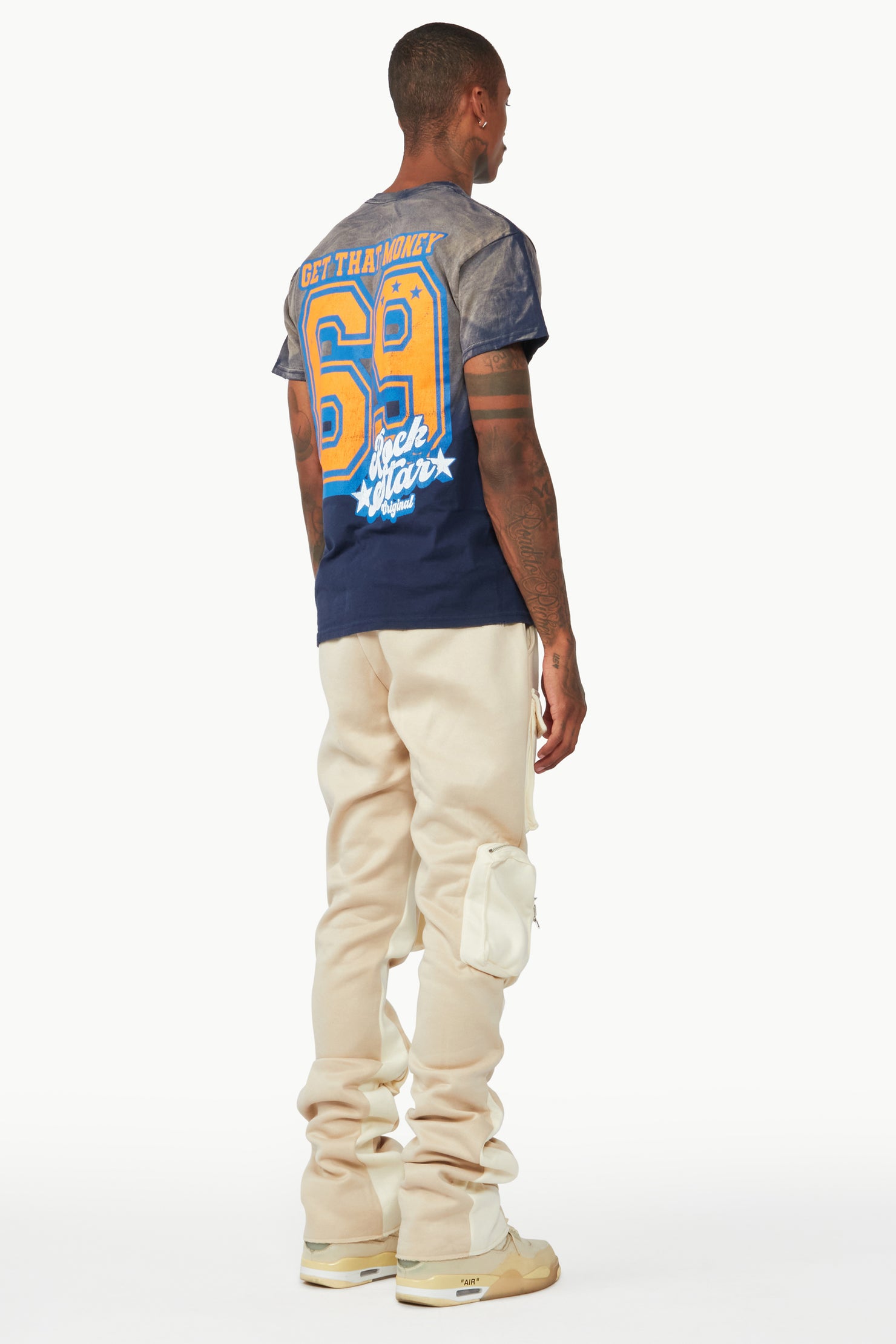 Noriko Beige/Ivory Stacked Flare Track Pant