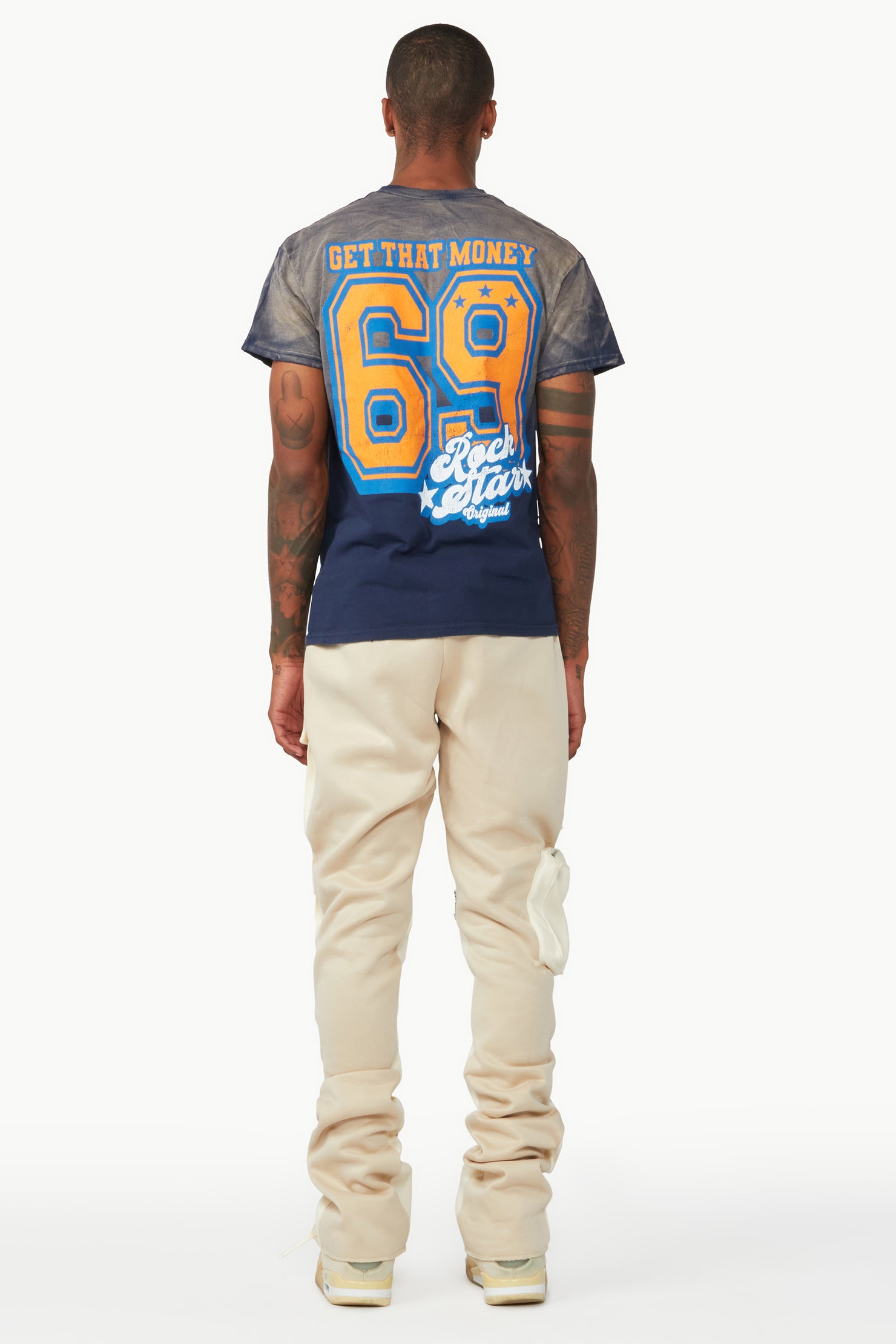 Noriko Beige/Ivory Stacked Flare Track Pant