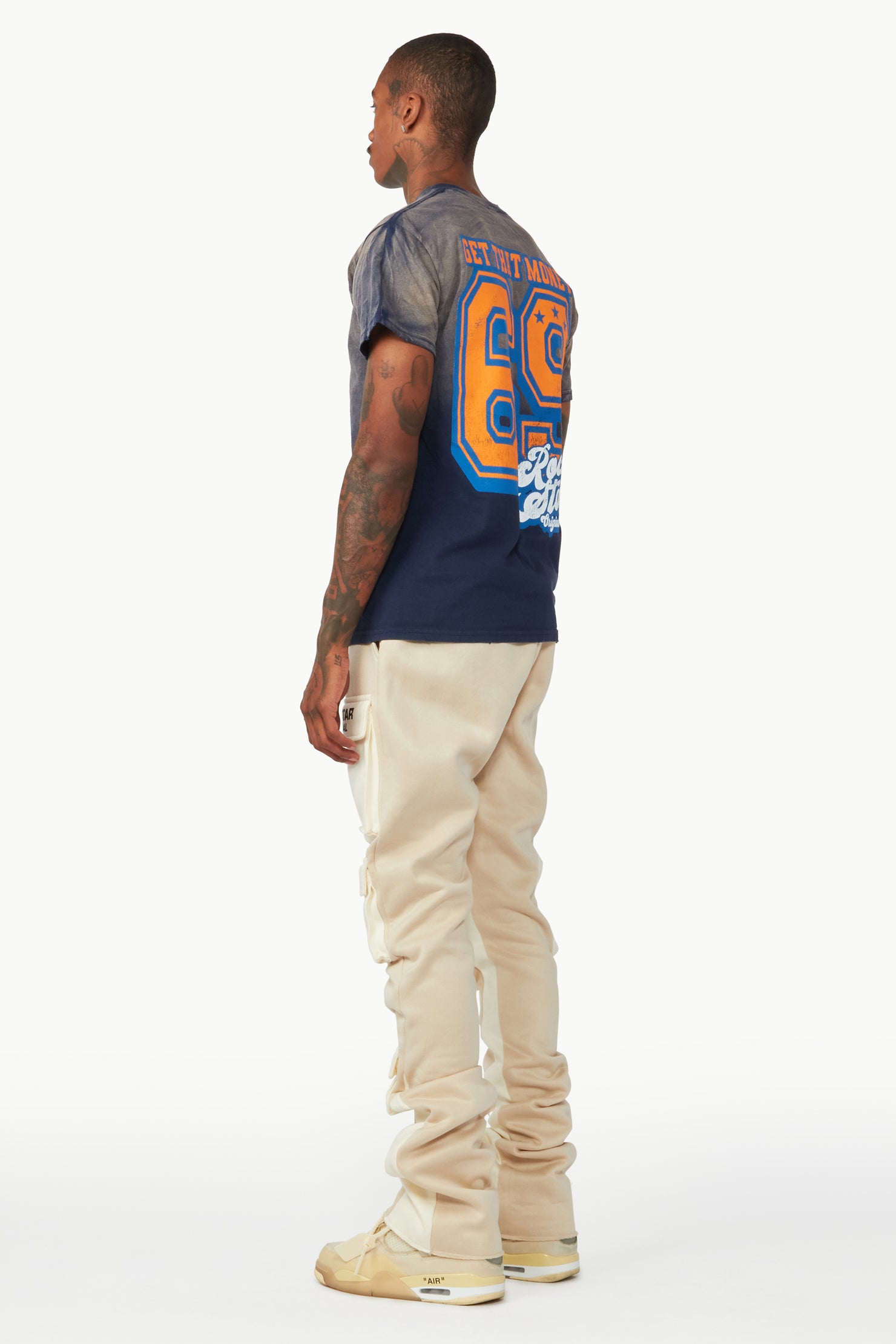 Noriko Beige/Ivory Stacked Flare Track Pant