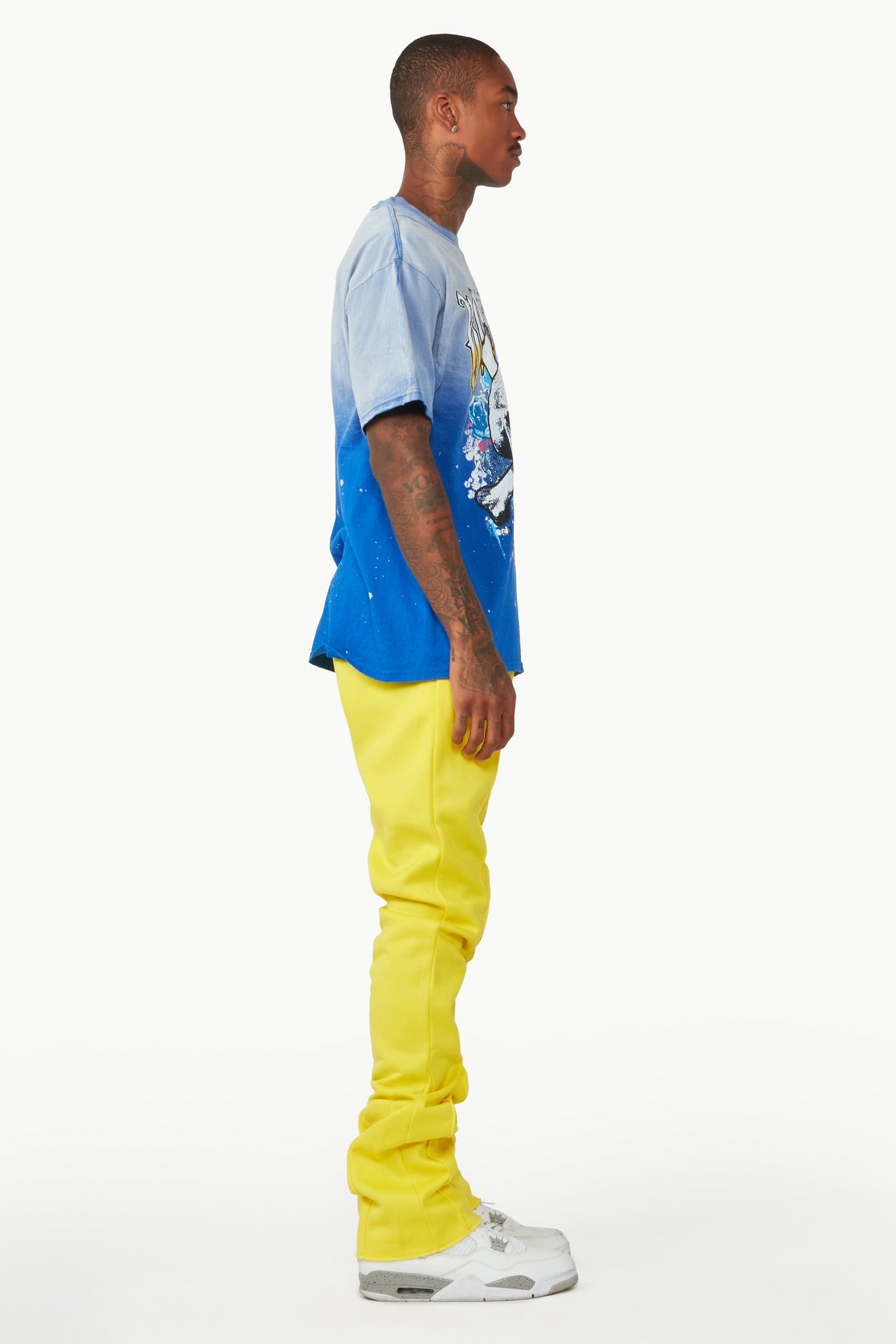 Branson Yellow Stacked Flare Trackpant