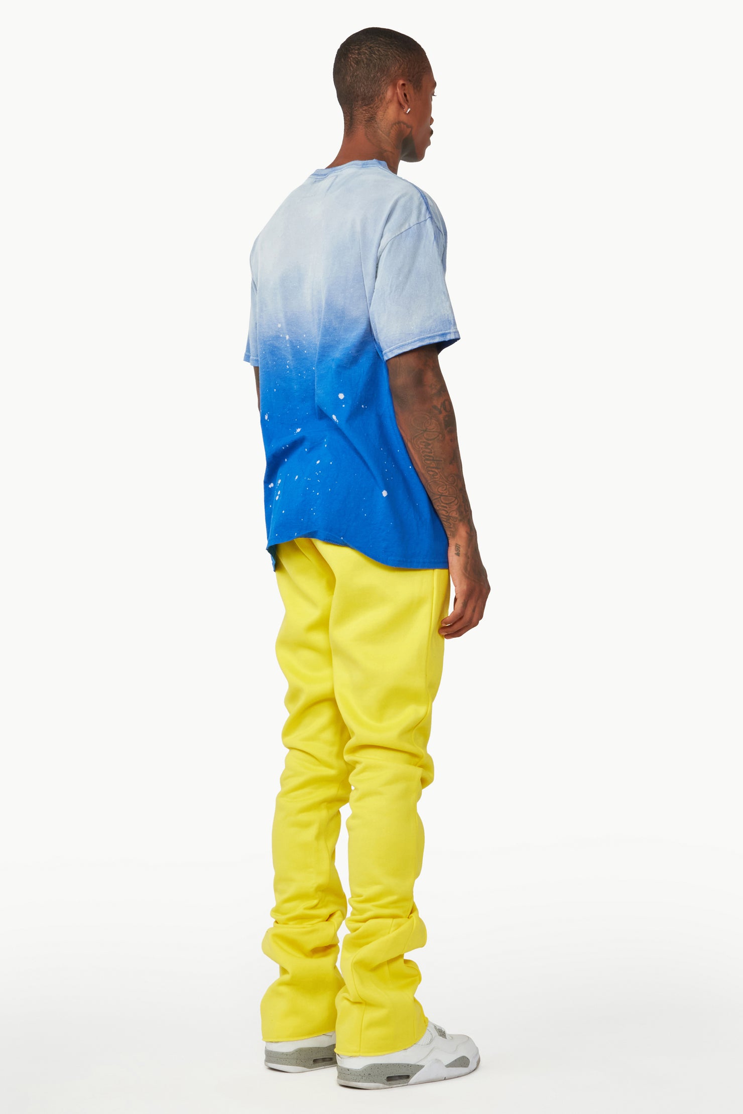 Branson Yellow Stacked Flare Trackpant