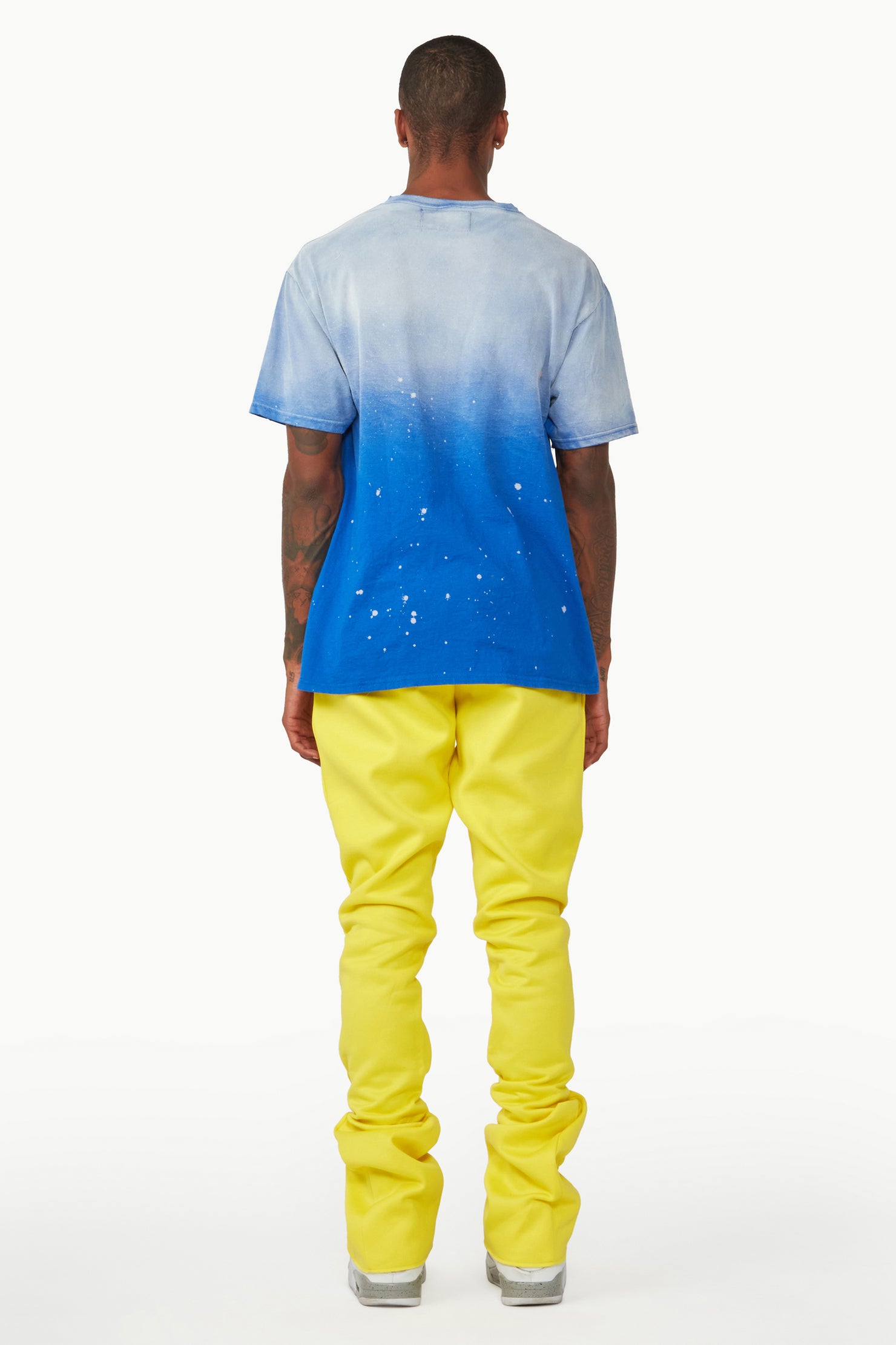 Branson Yellow Stacked Flare Trackpant
