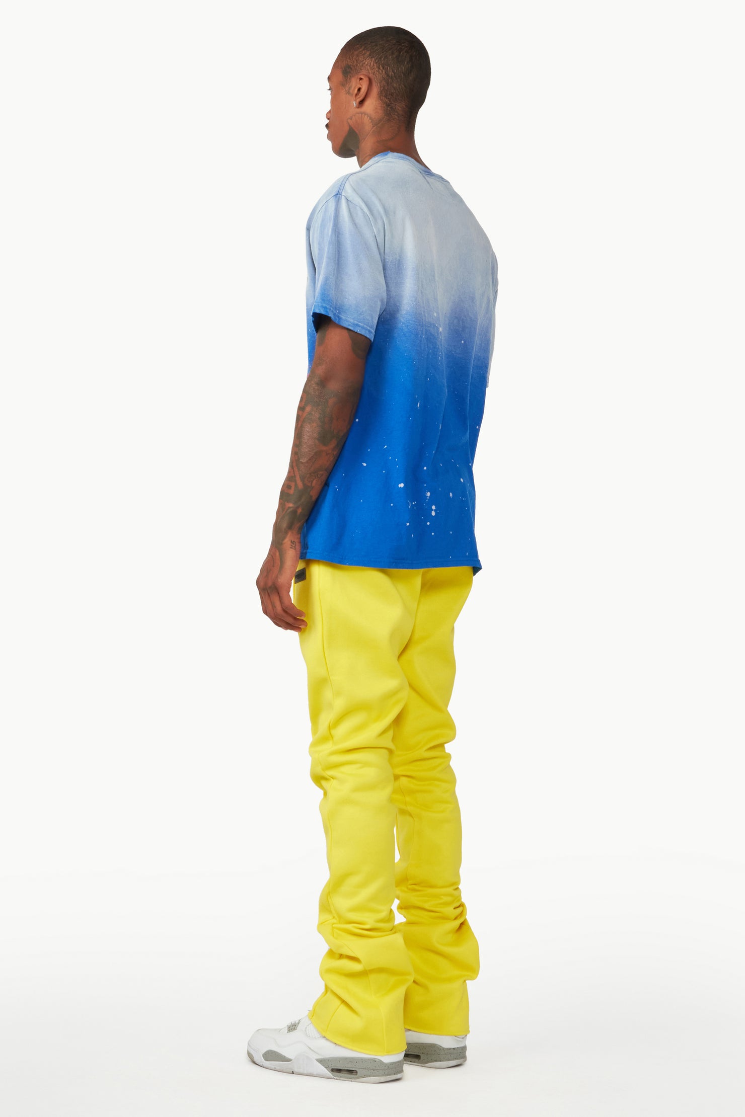 Branson Yellow Stacked Flare Trackpant
