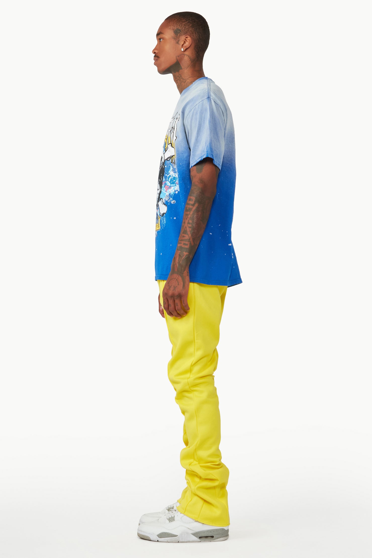 Branson Yellow Stacked Flare Trackpant