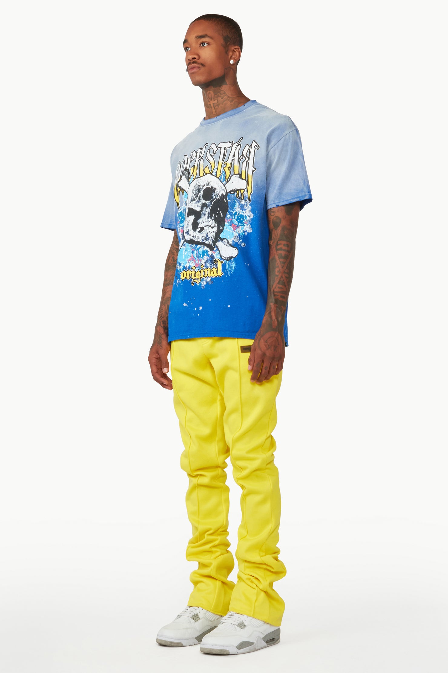 Branson Yellow Stacked Flare Trackpant