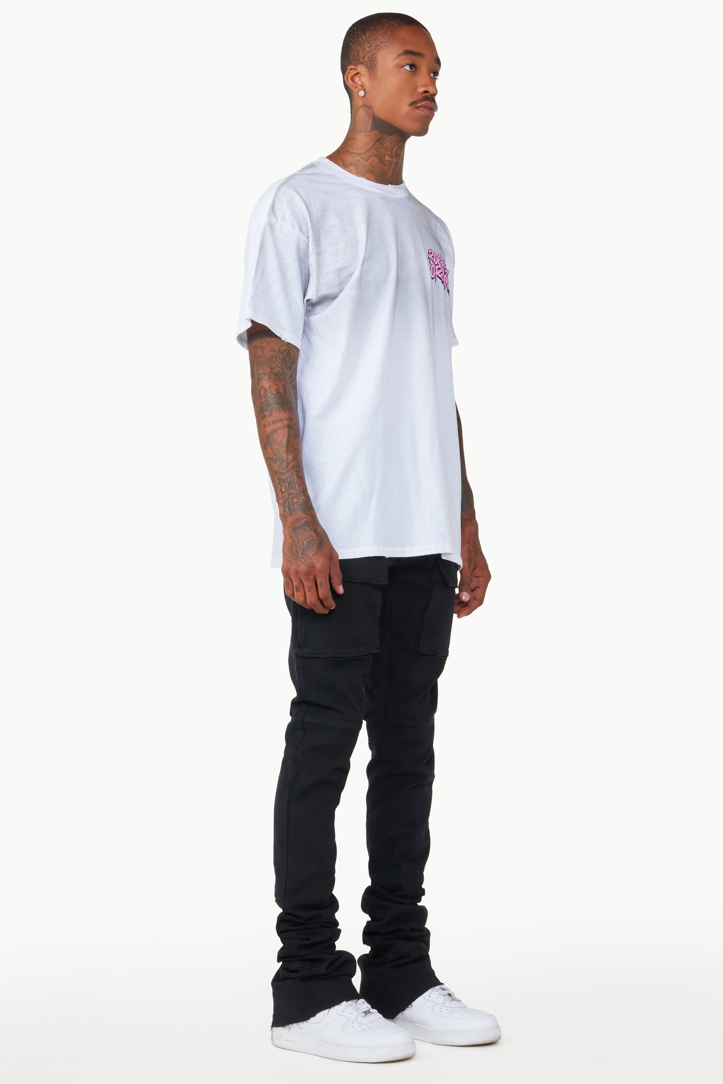 Nello Black Super Stacked Flare Jean