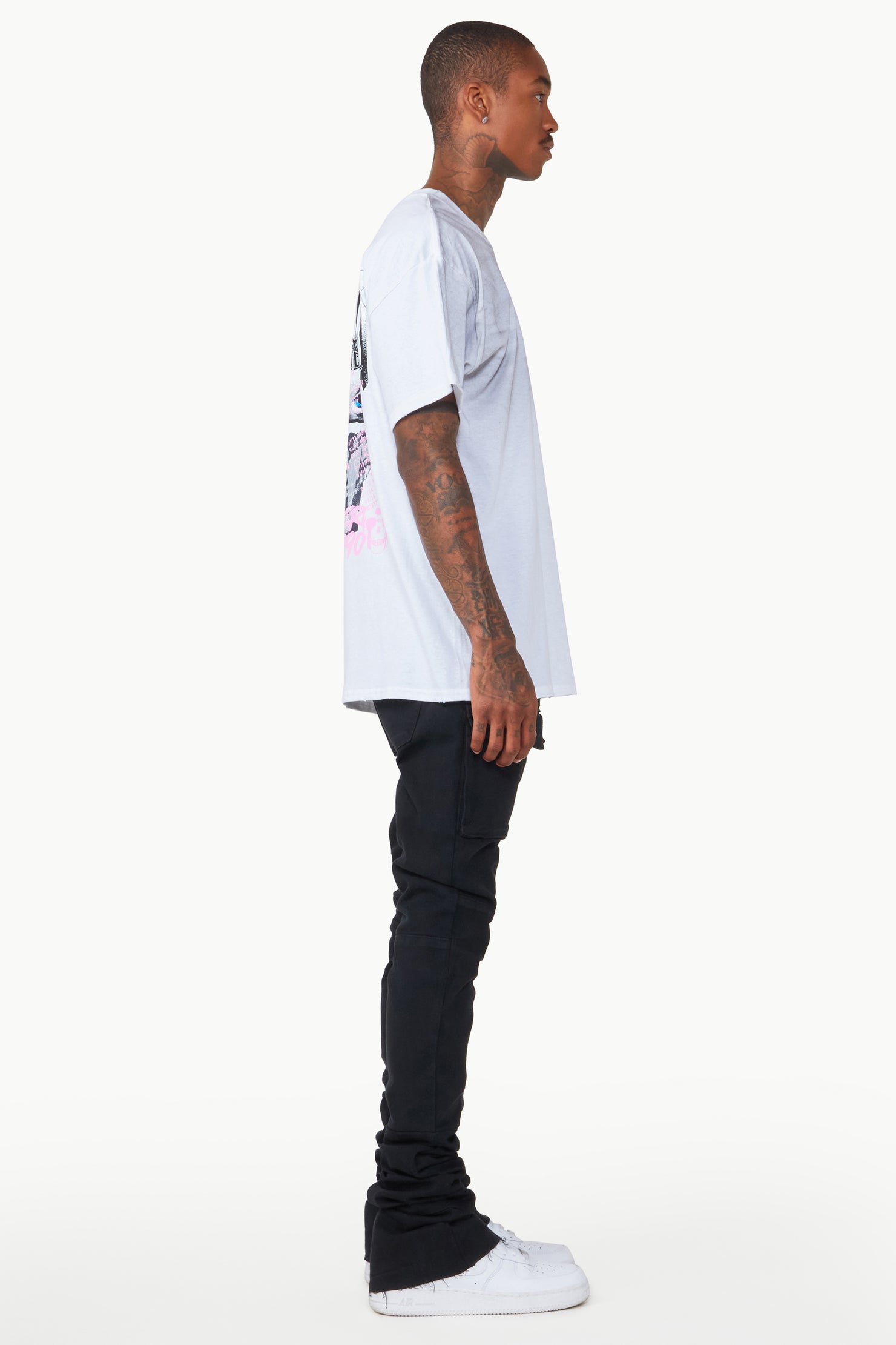 Nello Black Super Stacked Flare Jean