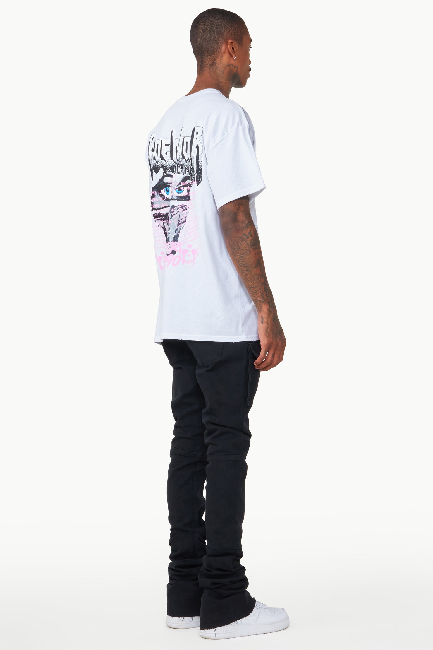 Nello Black Super Stacked Flare Jean