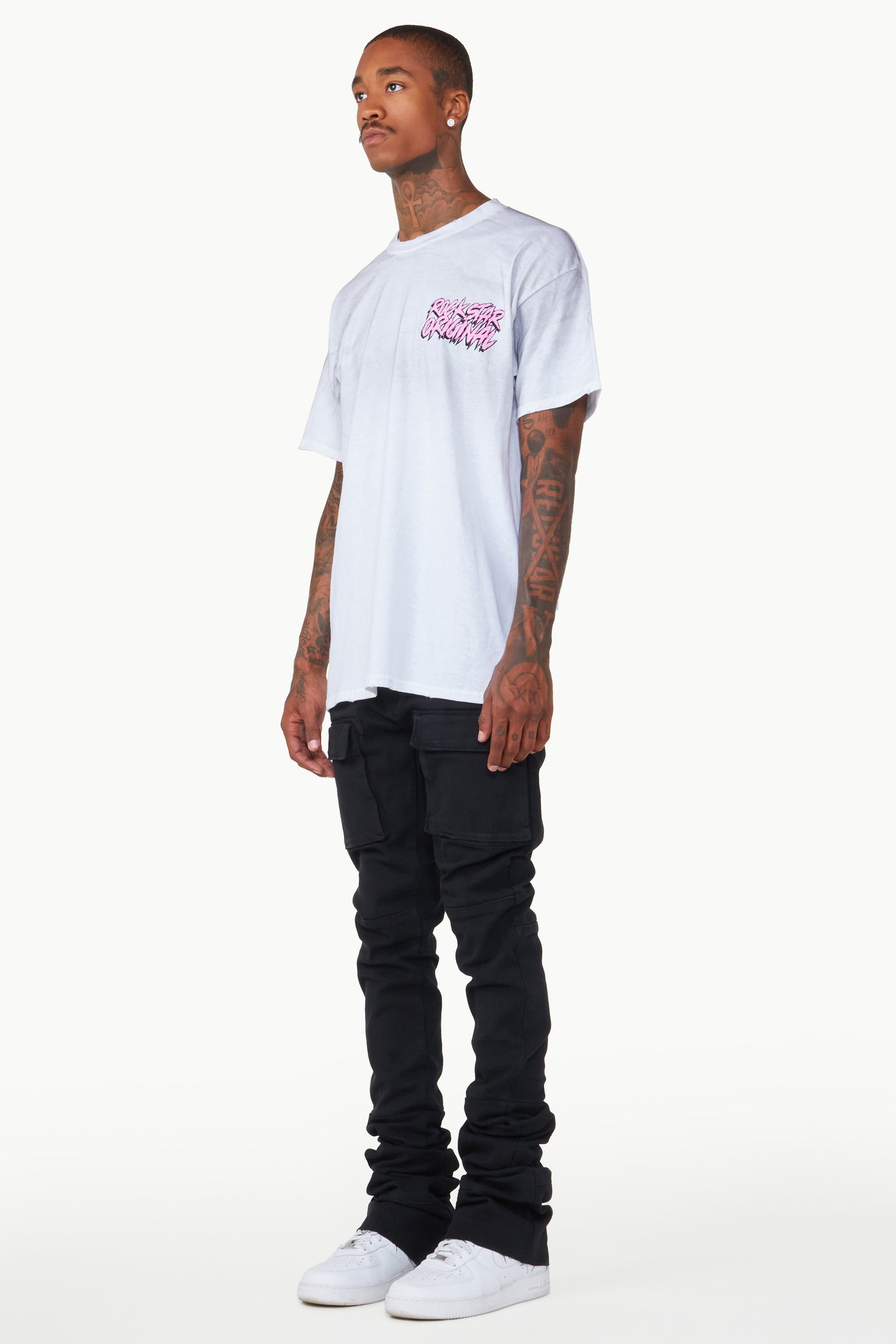 Nello Black Super Stacked Flare Jean