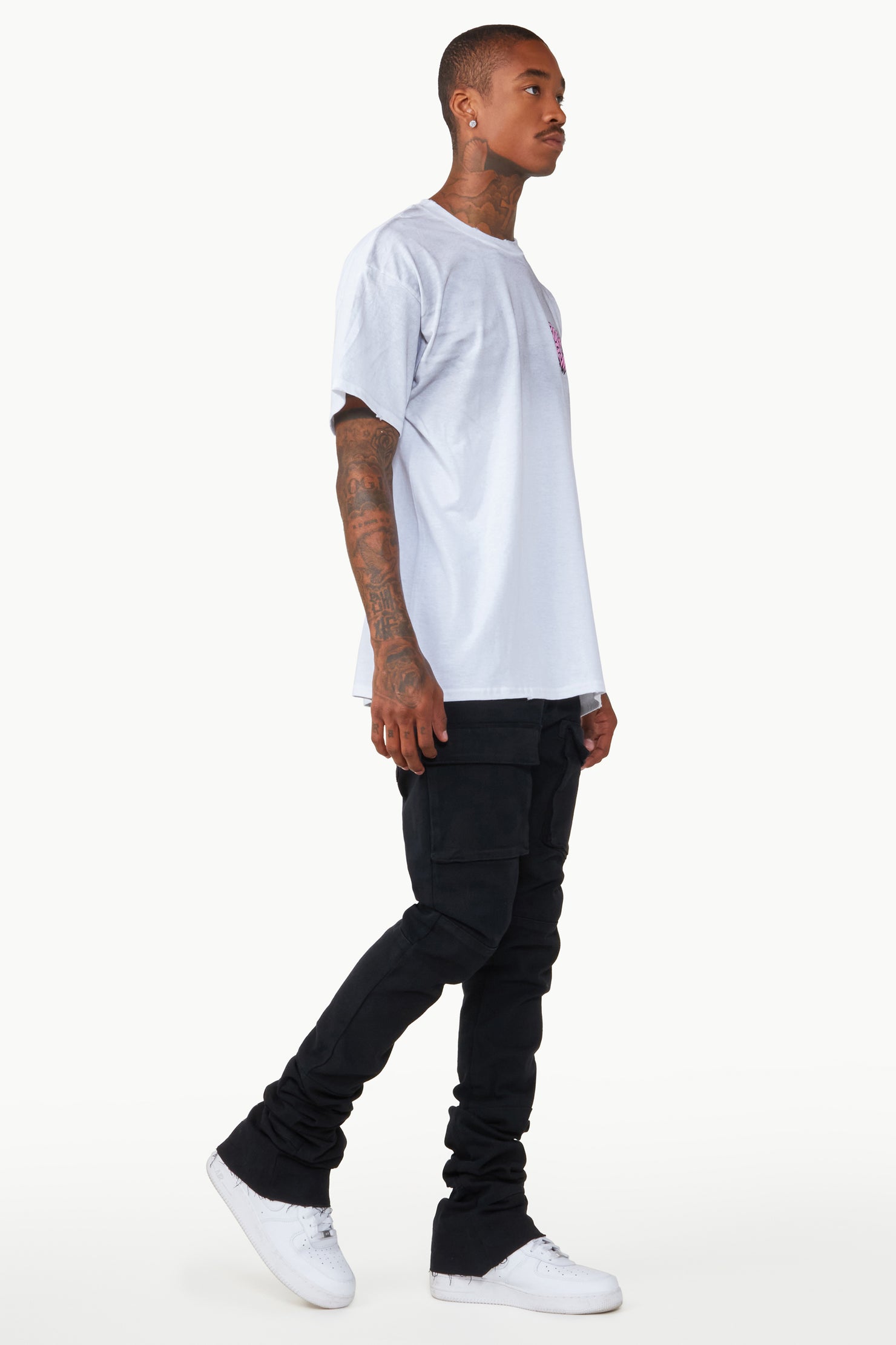 Nello Black Super Stacked Flare Jean