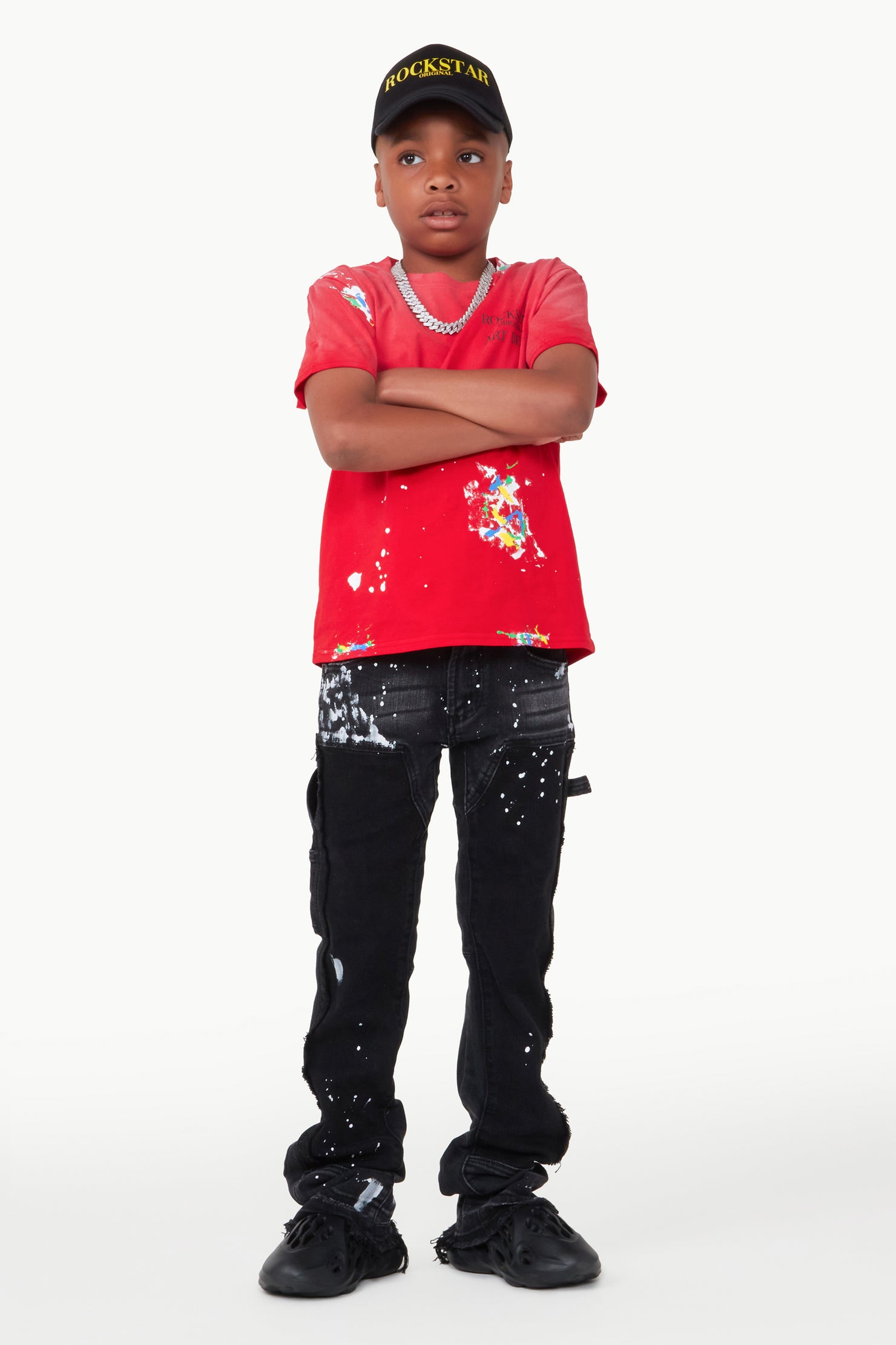 Boys Art Dist Red T-shirt/Stacked Flare Jean Set