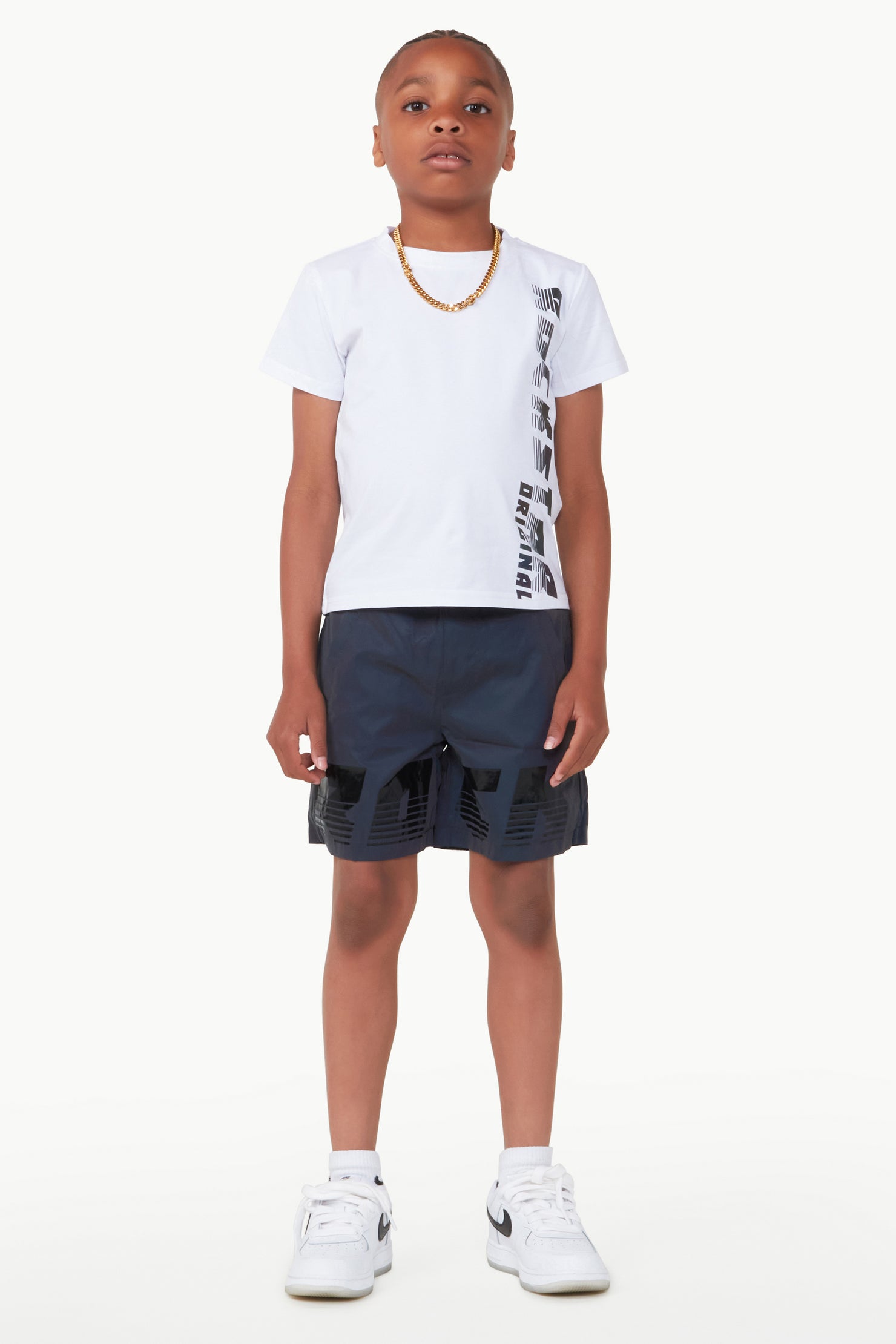 Boys Xadrian White T Shirt Short Set