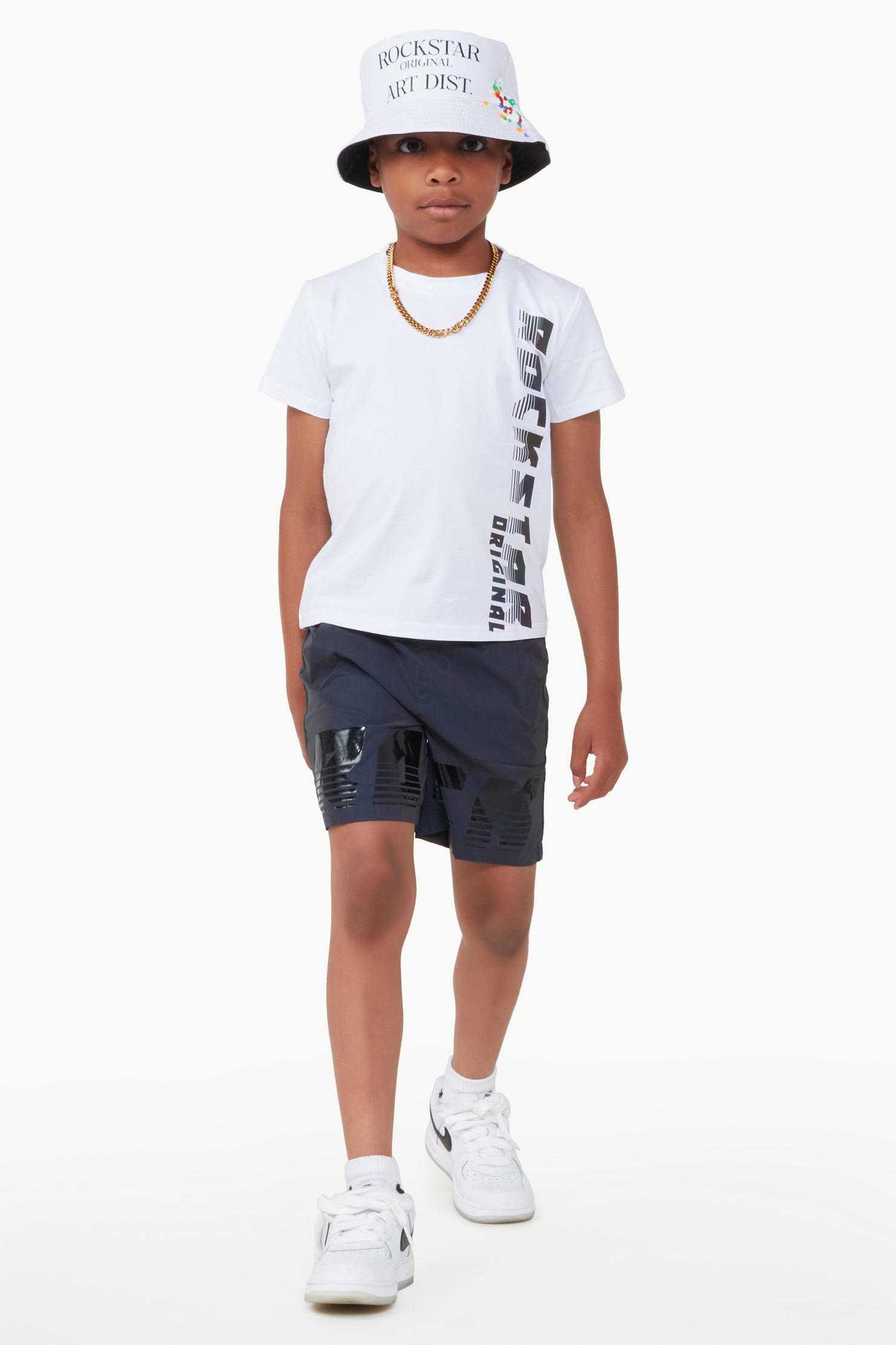 Boys Xadrian White T Shirt Short Set