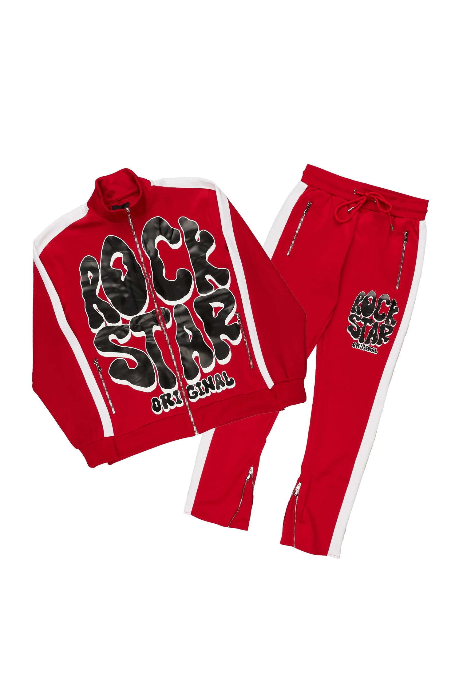 Warblen Red Tricot Slim Fit Track Set