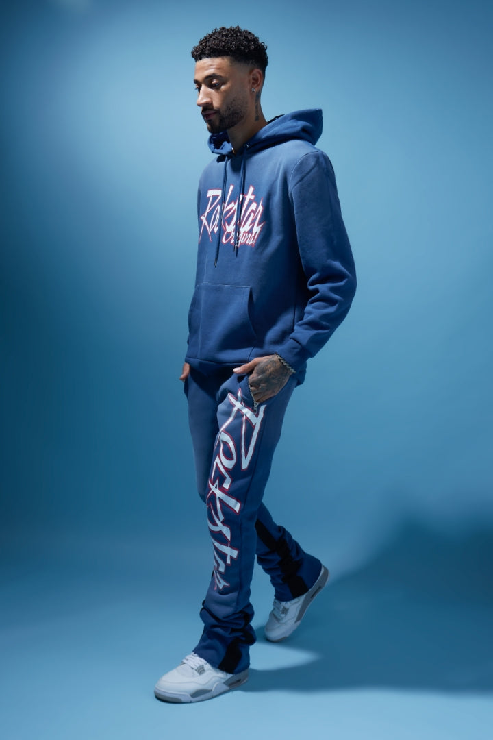 Kalibre Navy Graphic Hoodie/Super Stacked Flare Pant Set