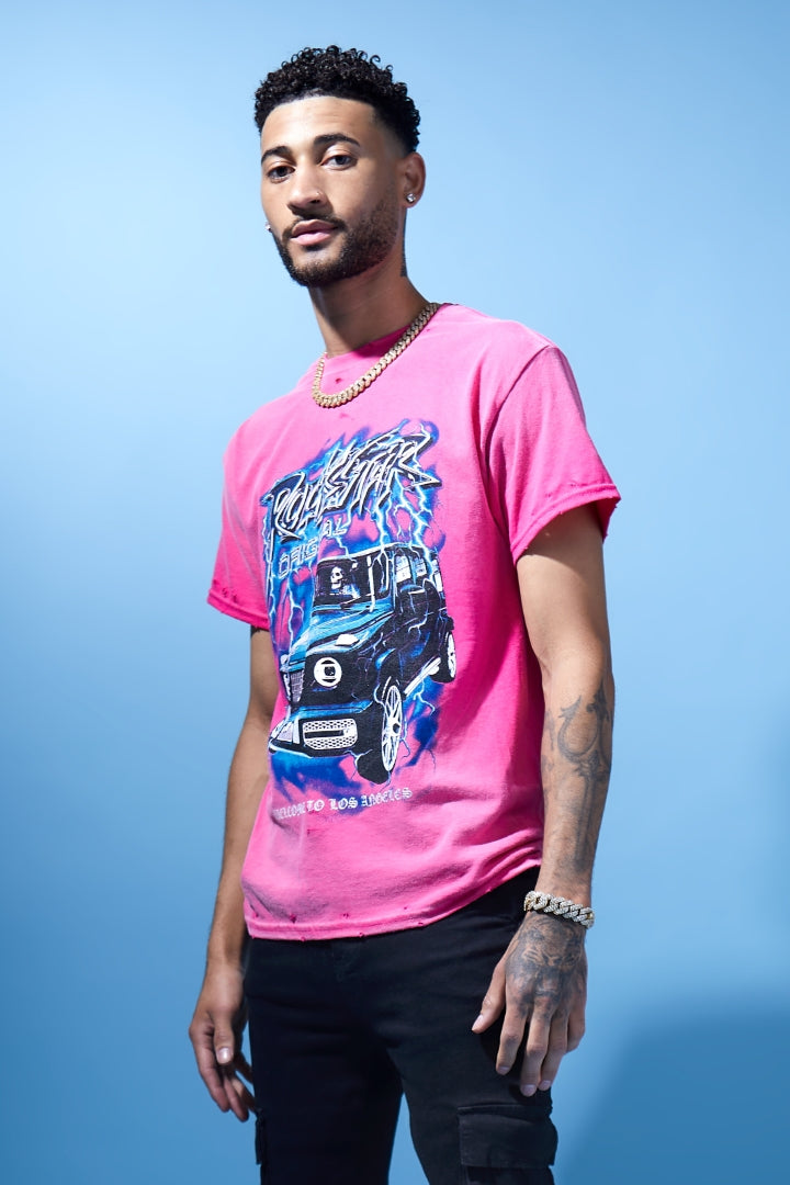 Men pink shop graphic tee