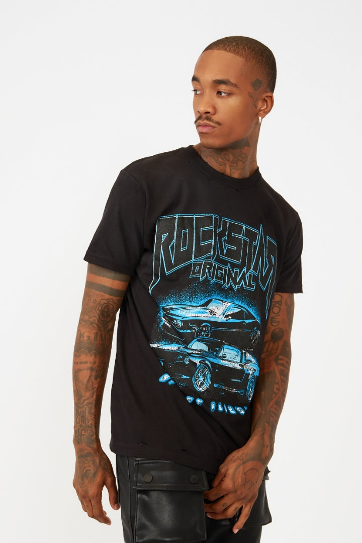 Sydesho Black Graphic T-Shirt