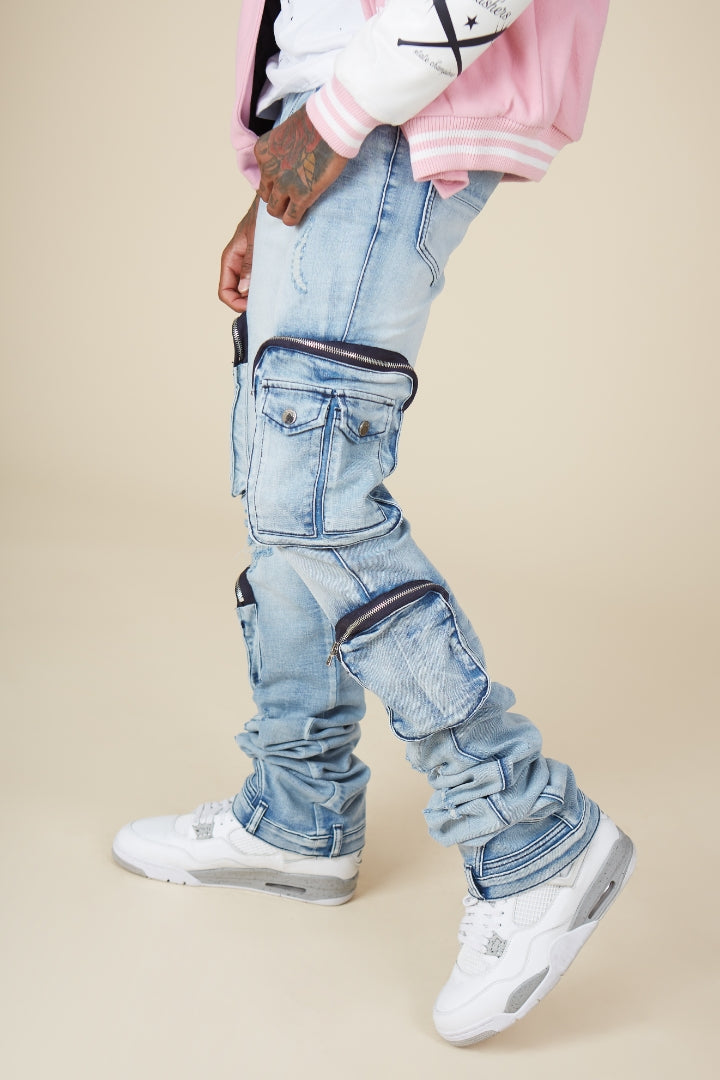 Sutton Blue Stacked Flare Jean