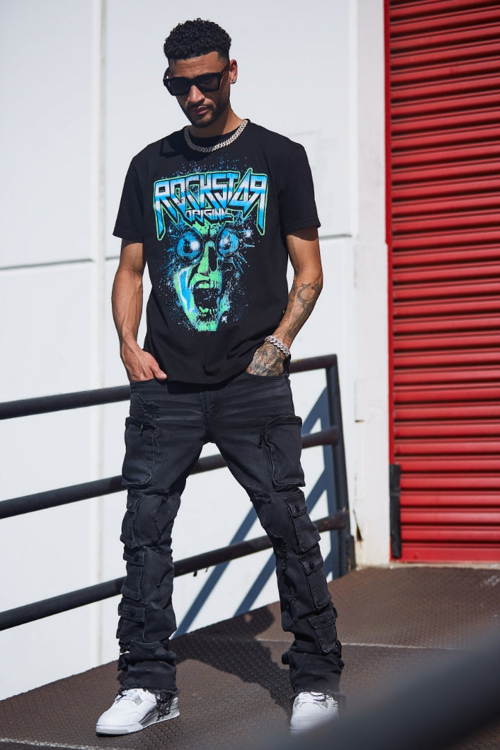 Konrad Grey Wash Cargo Stacked Flare Jean