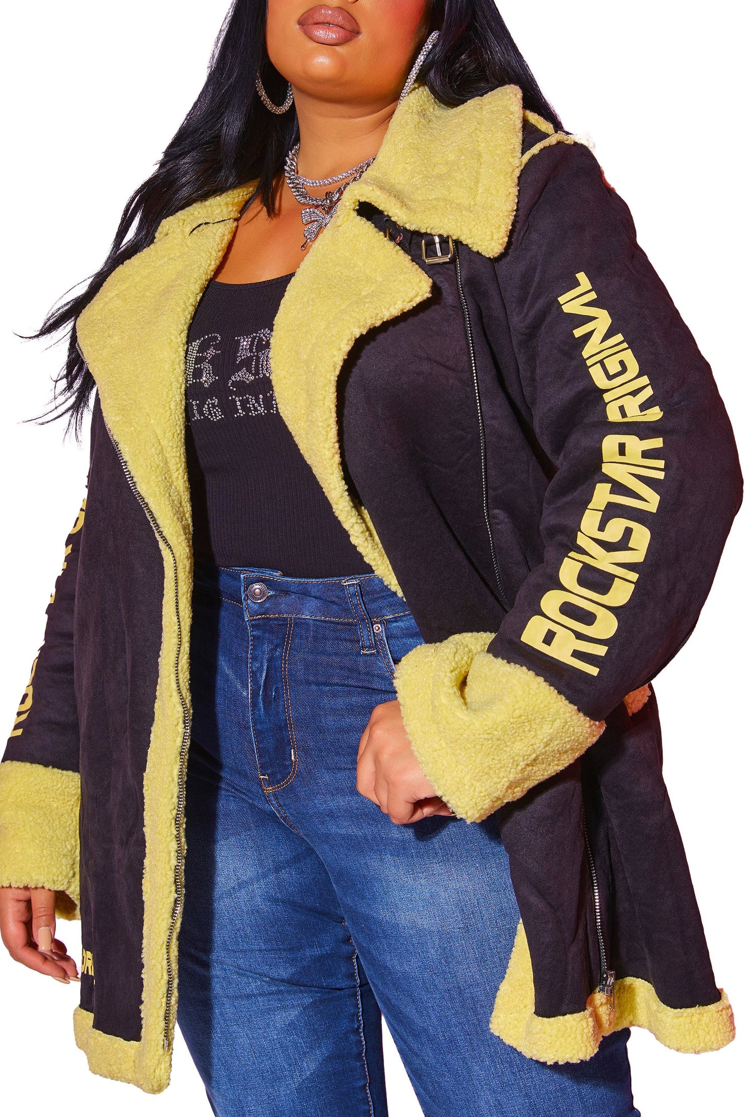 Rockstar Original CHARLOTTE JACKET BLACK/YELLOW AMAZON