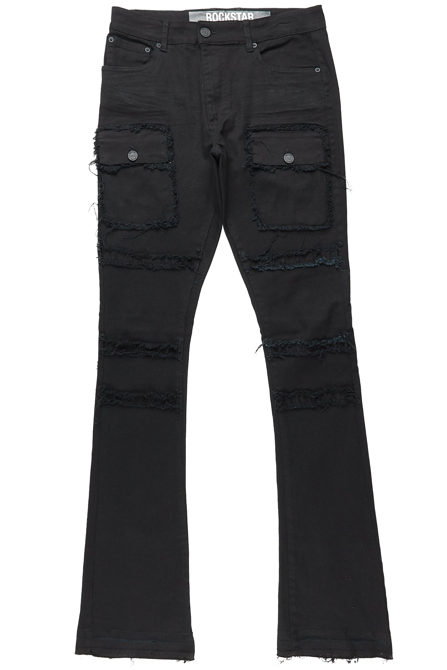 Yadid Black Stacked Flare Jean