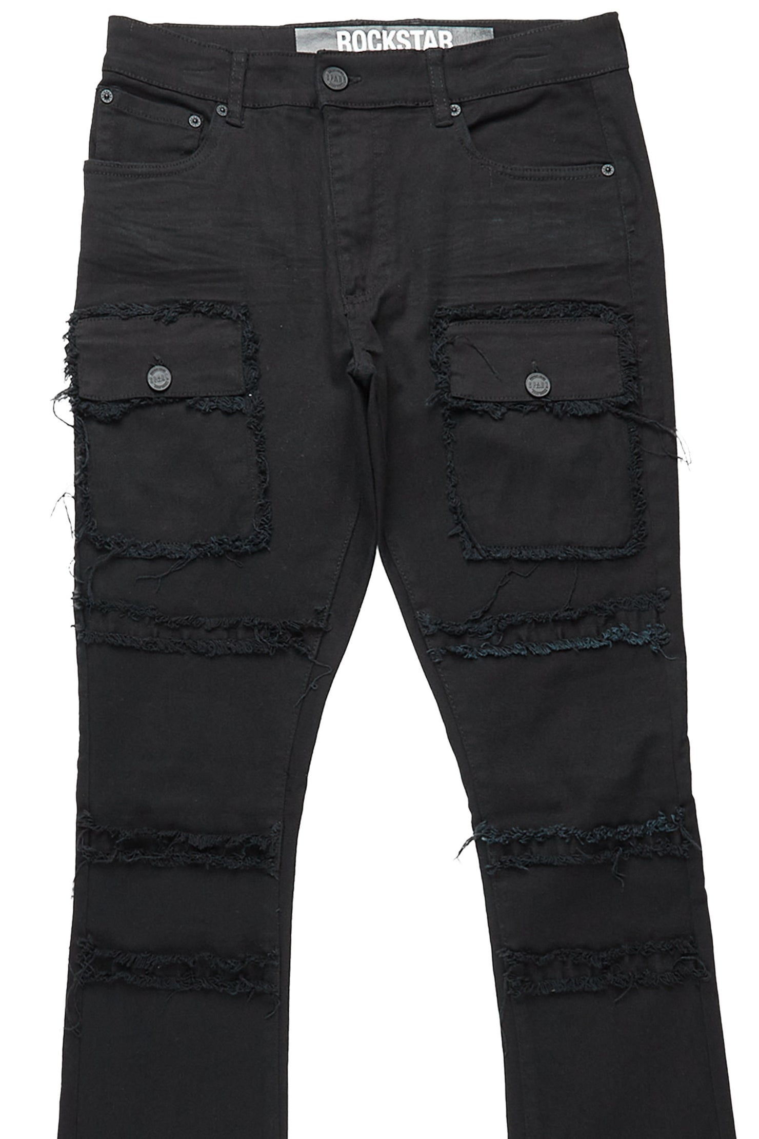 Yadid Black Stacked Flare Jean