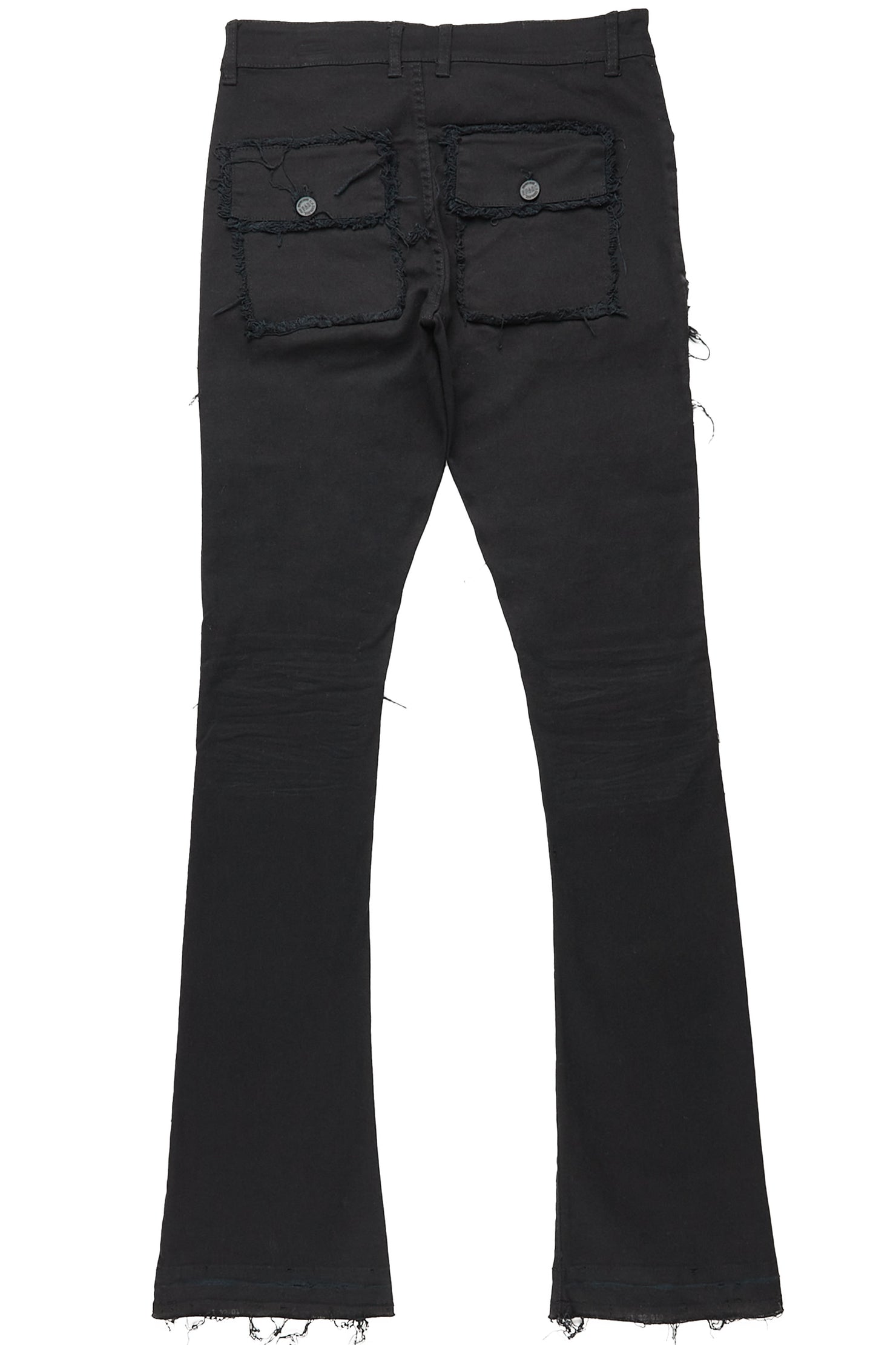 Yadid Black Stacked Flare Jean