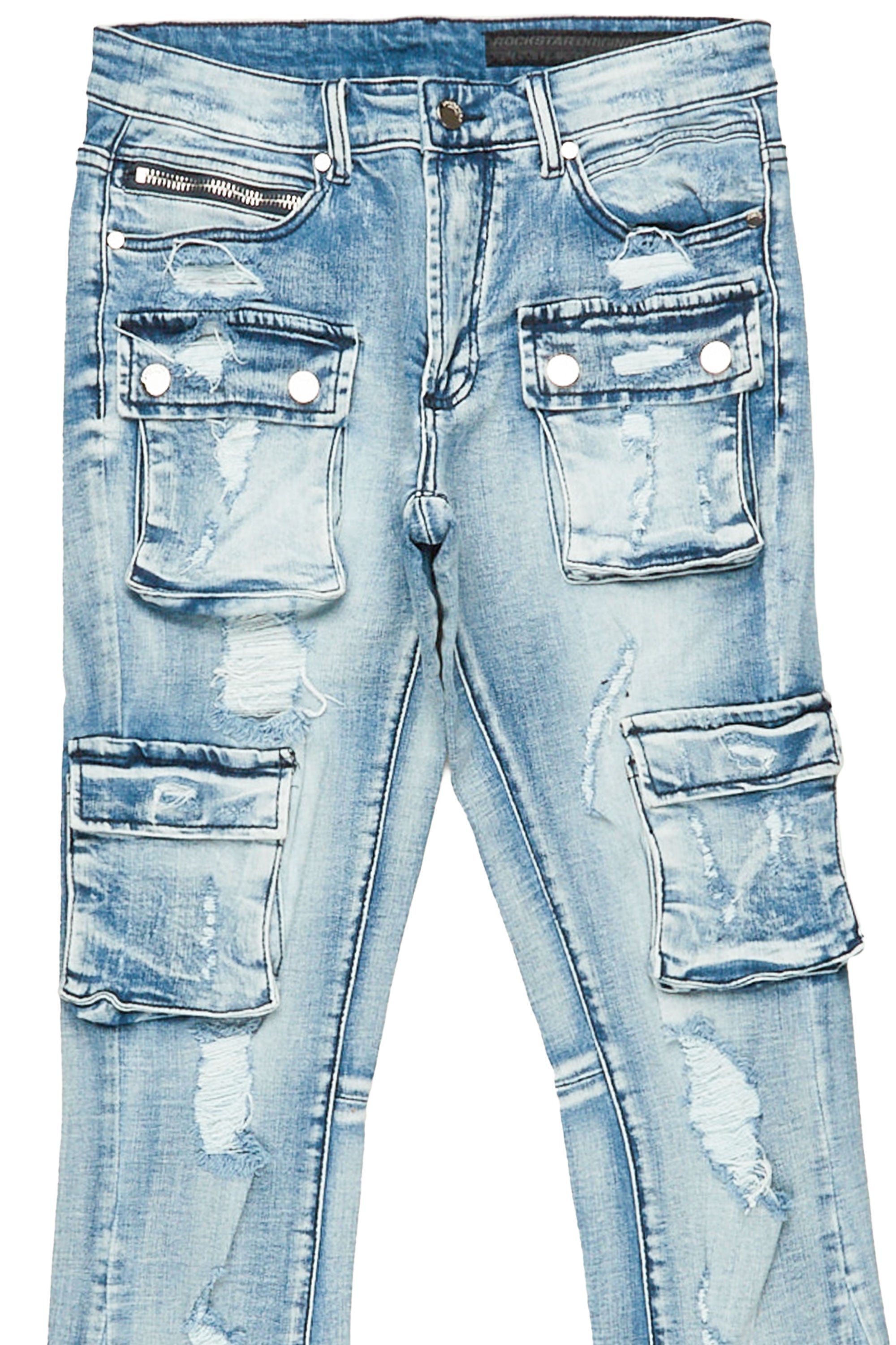 Zaid Blue Stacked Flare Jean