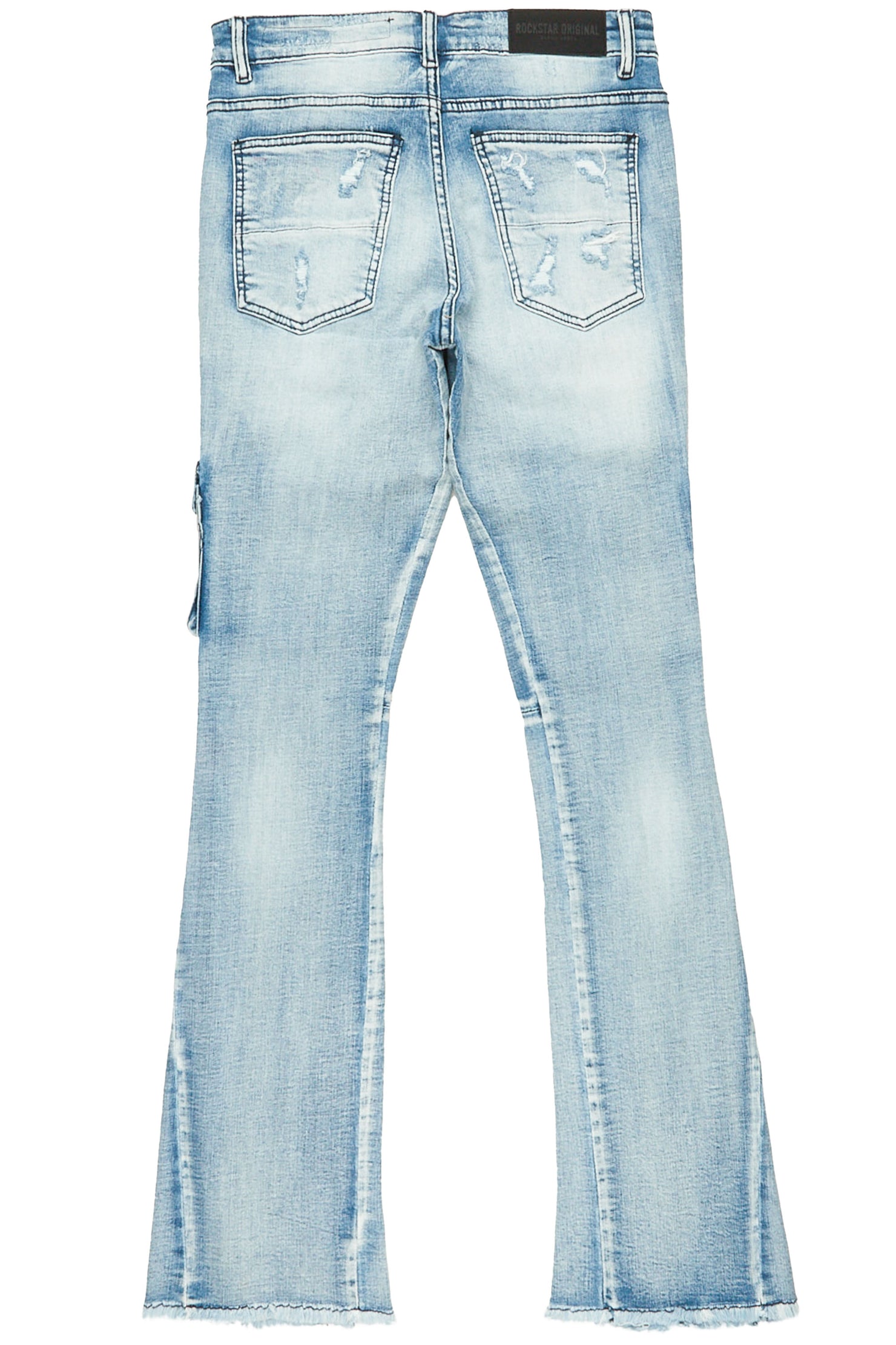 Zaid Blue Stacked Flare Jean