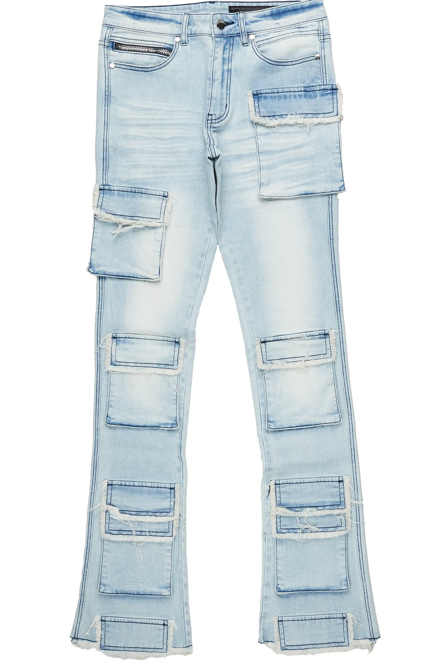 Zander Blue Stacked Flare Cargo Jean