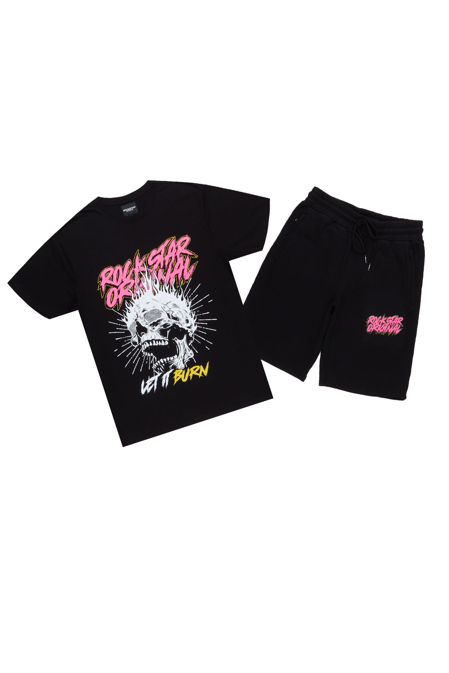 Zev Black Graphic T-Shirt Short Set
