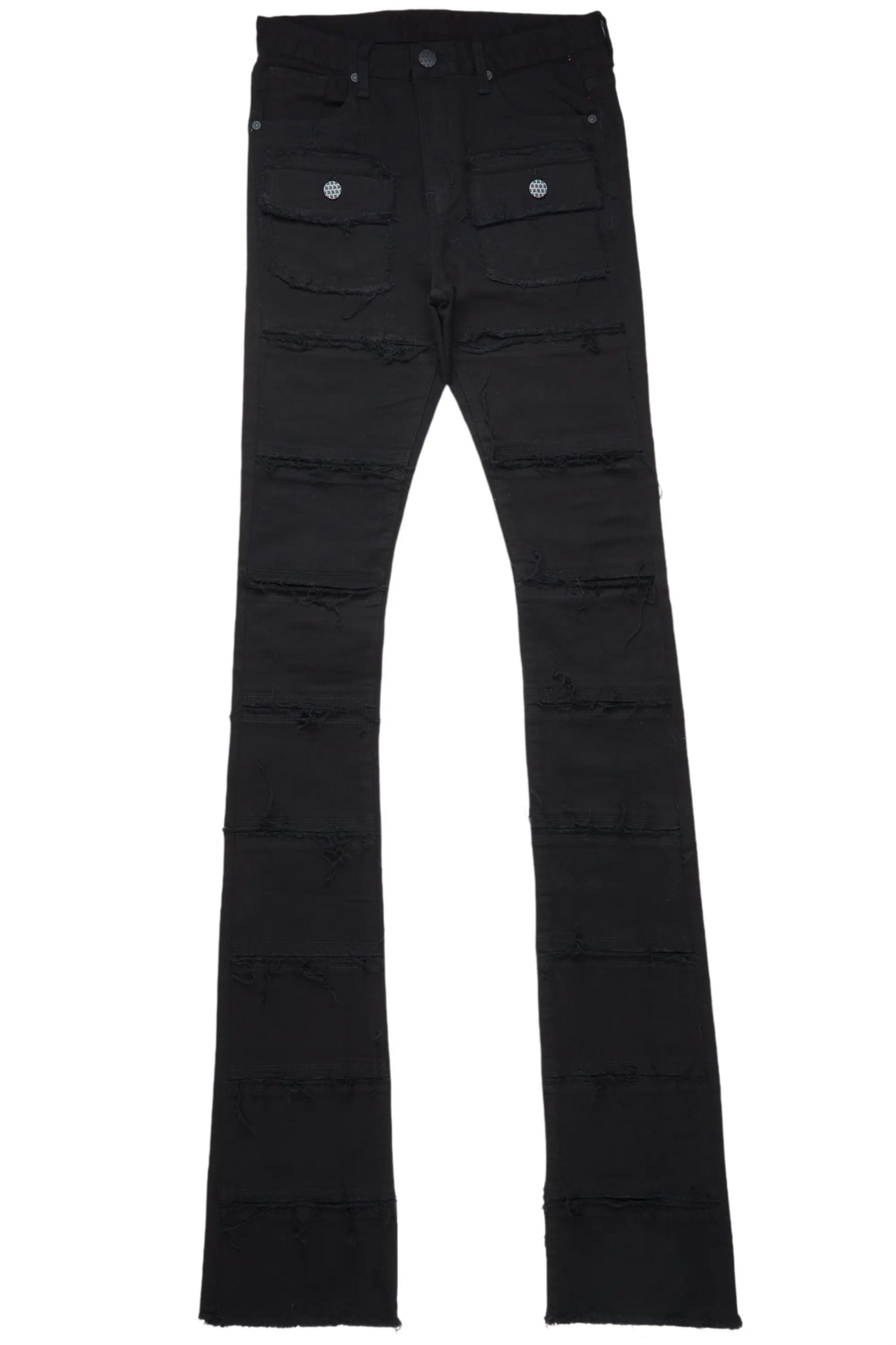 Zevon Black Super Stacked Flare Jean