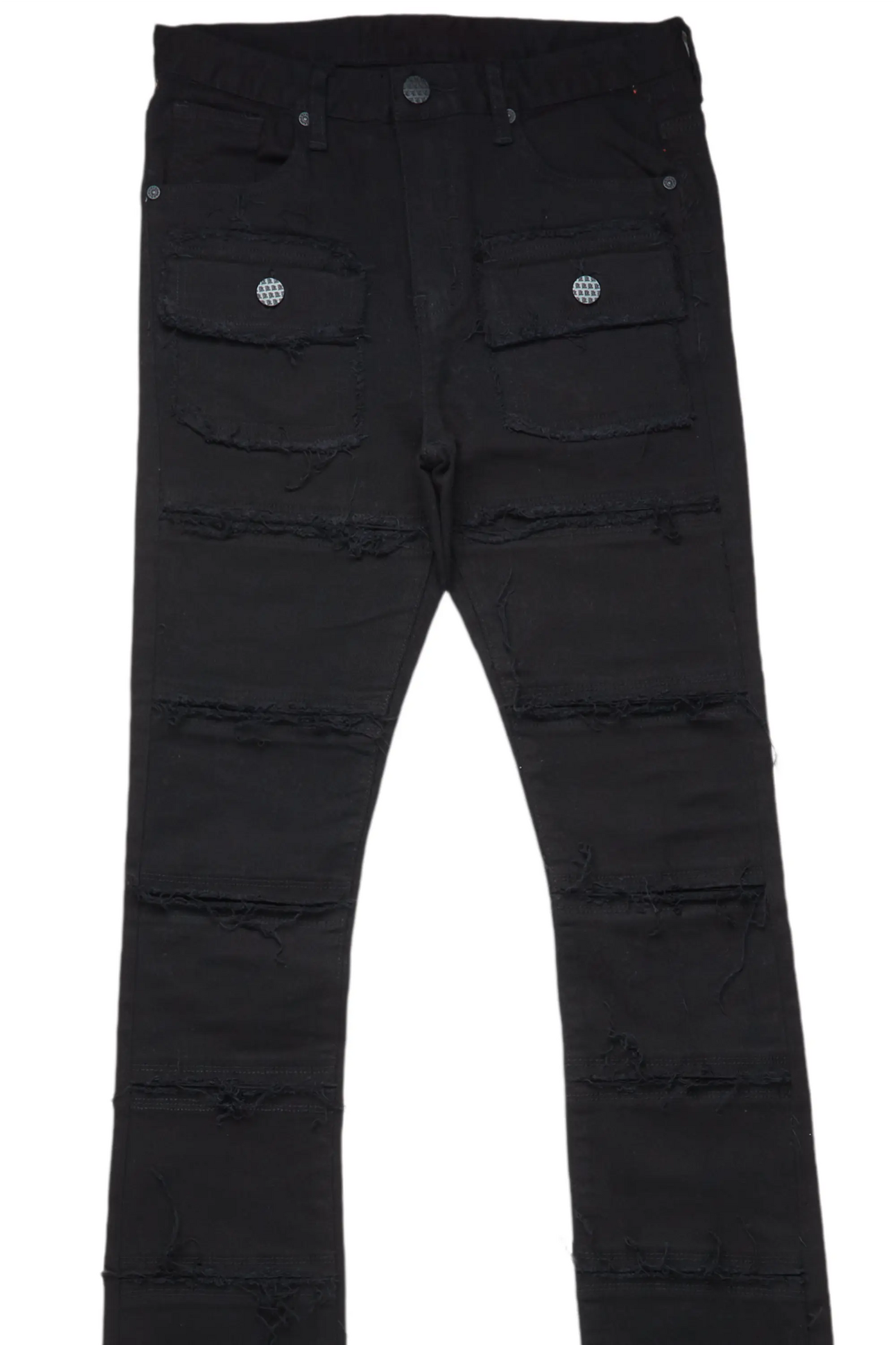 Zevon Black Super Stacked Flare Jean
