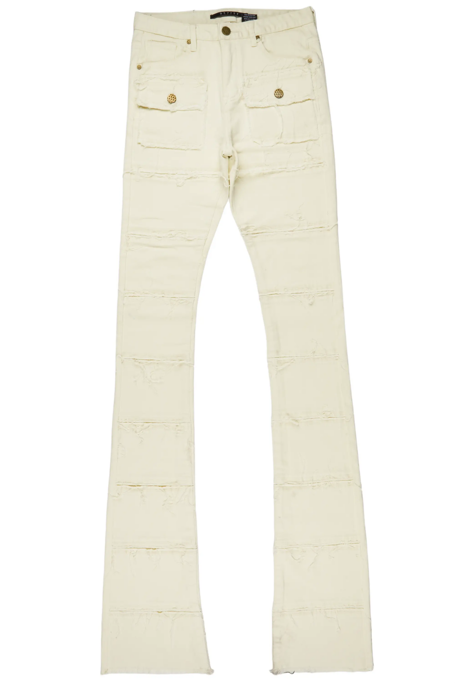 Zevon Cream Super Stacked Flare Jean