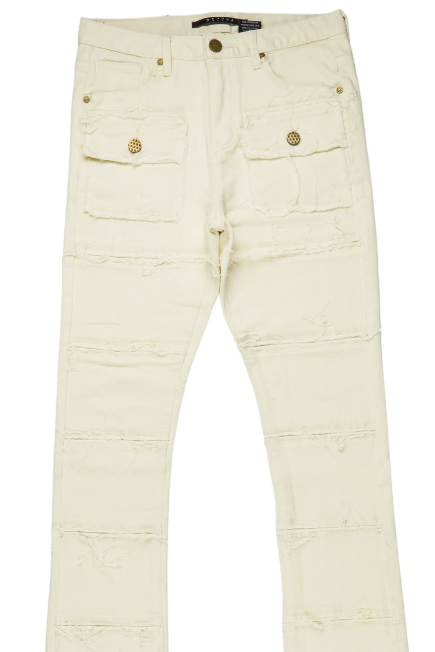 Zevon Cream Super Stacked Flare Jean