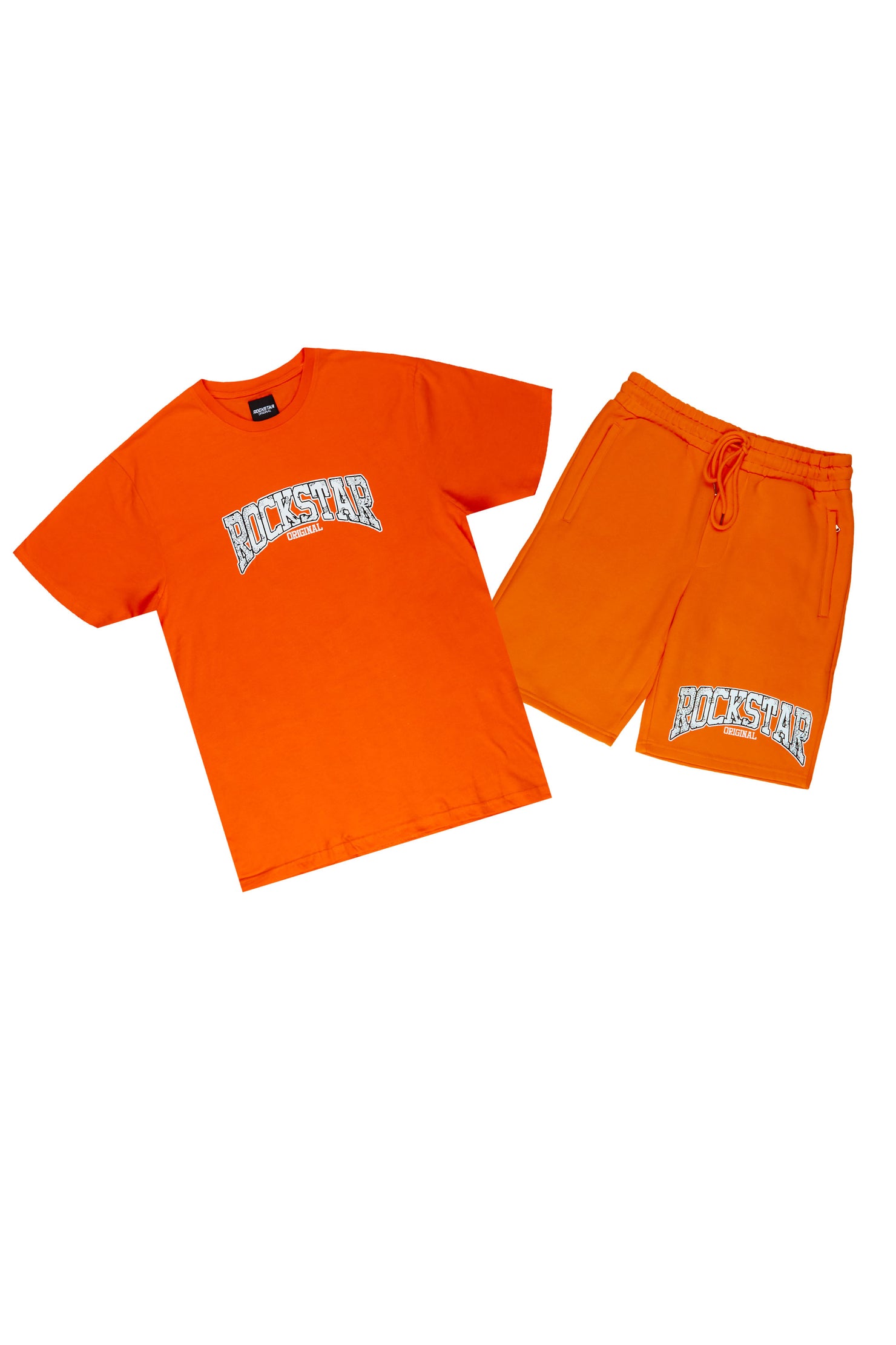Zuri Orange Graphic T-Shirt Short Set