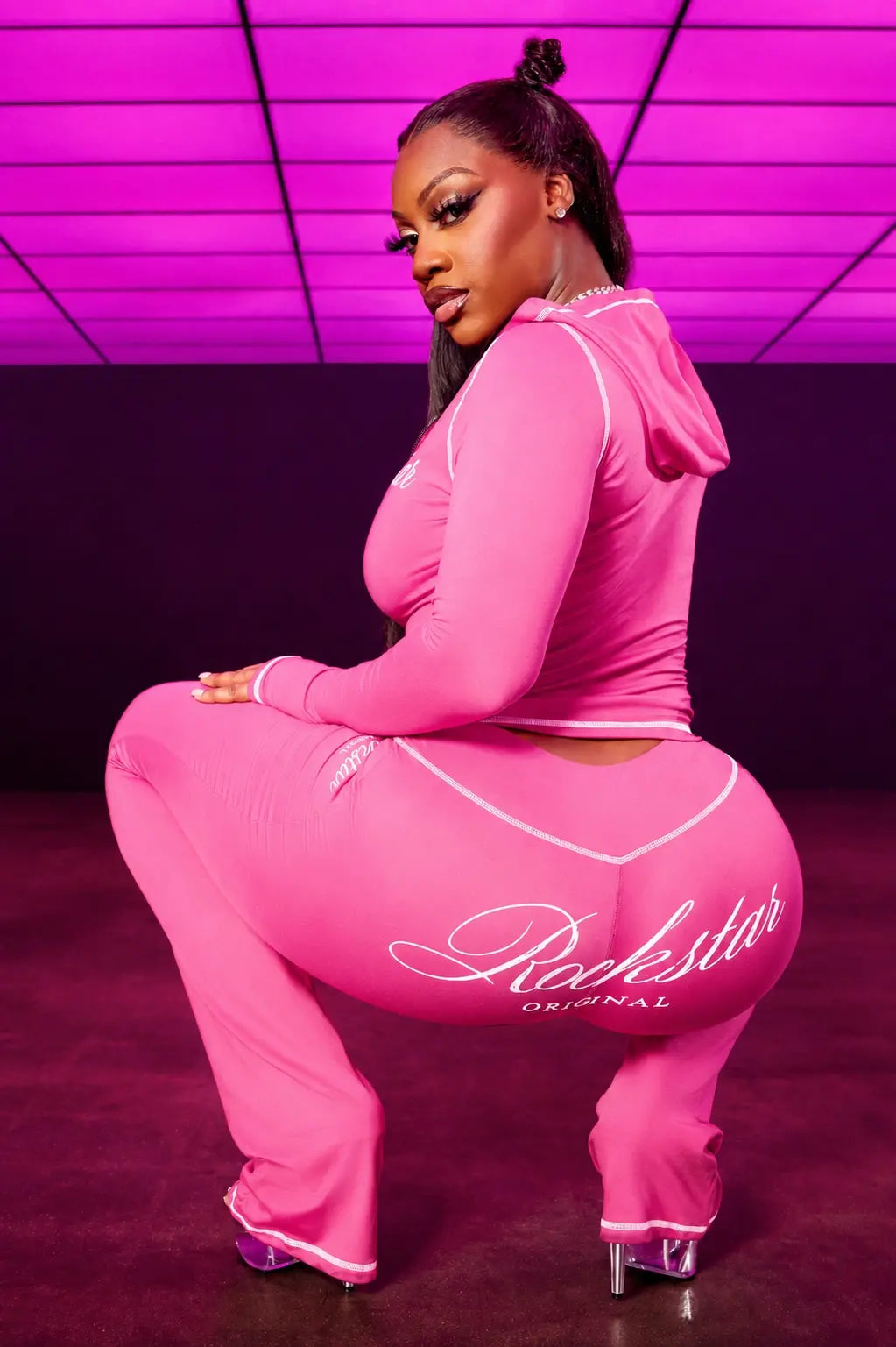 Arzena Pink Zip Up Lounge Track Set